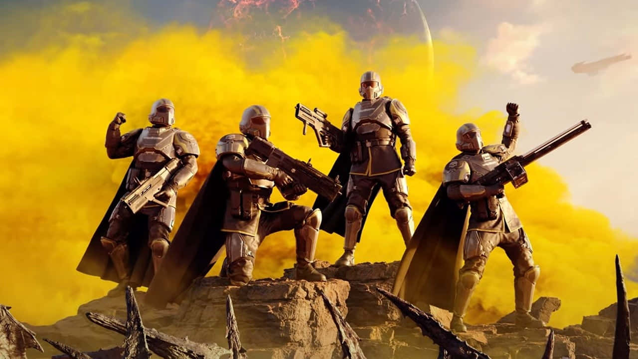 1280x720 Download Helldivers Team Ready For Battle Wallpaper