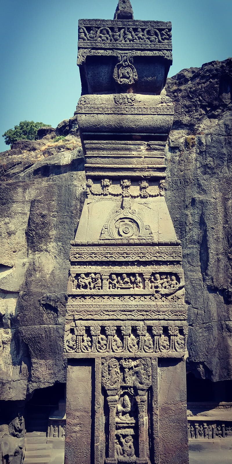 800x1600 Temple, ellora, caves, temples, god, sajid, bonito, nature, golden, flag, HD phone wallpaper