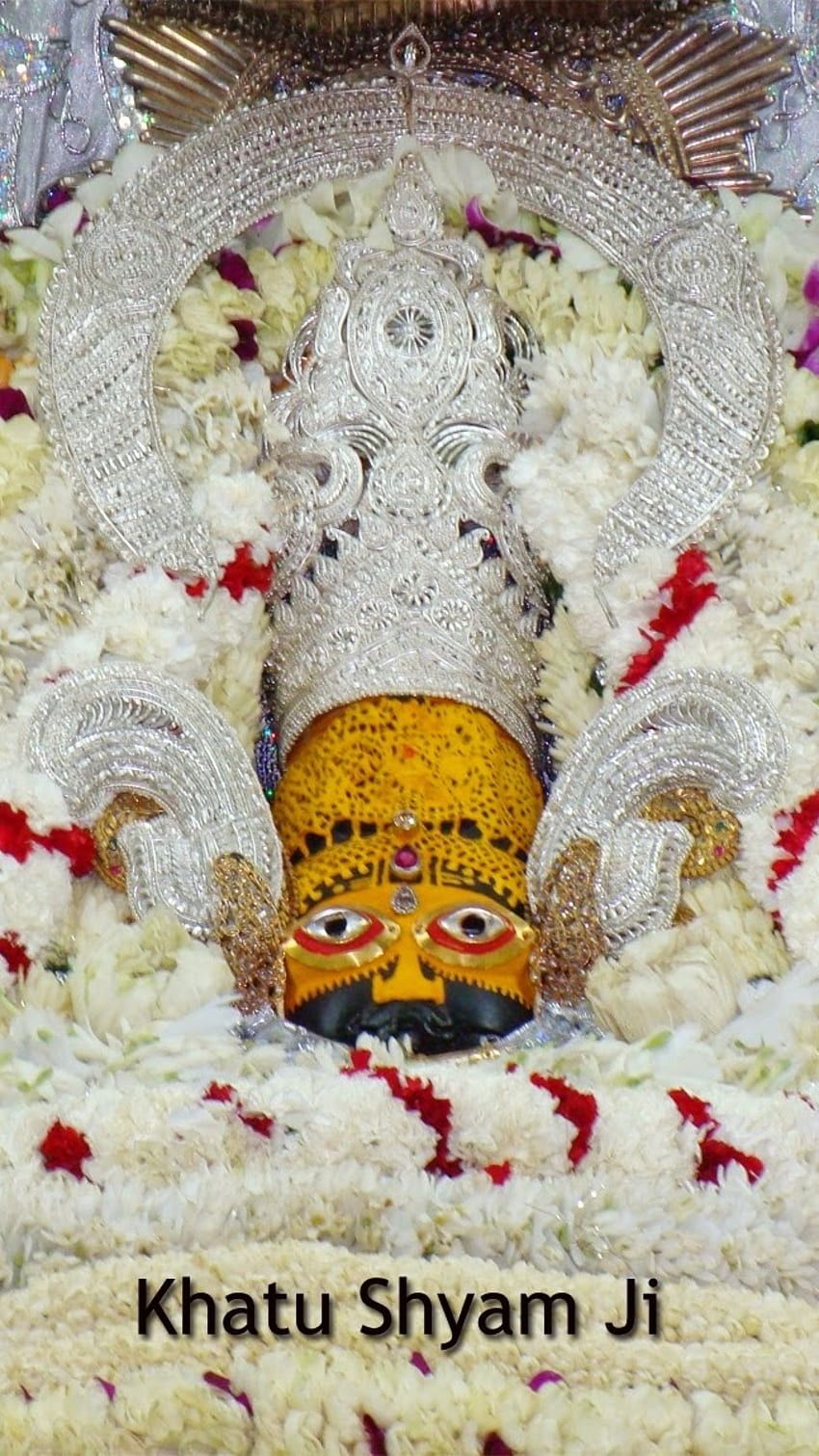 850x1511 Khatu Shyam, White Floral, Background HD phone wallpaper