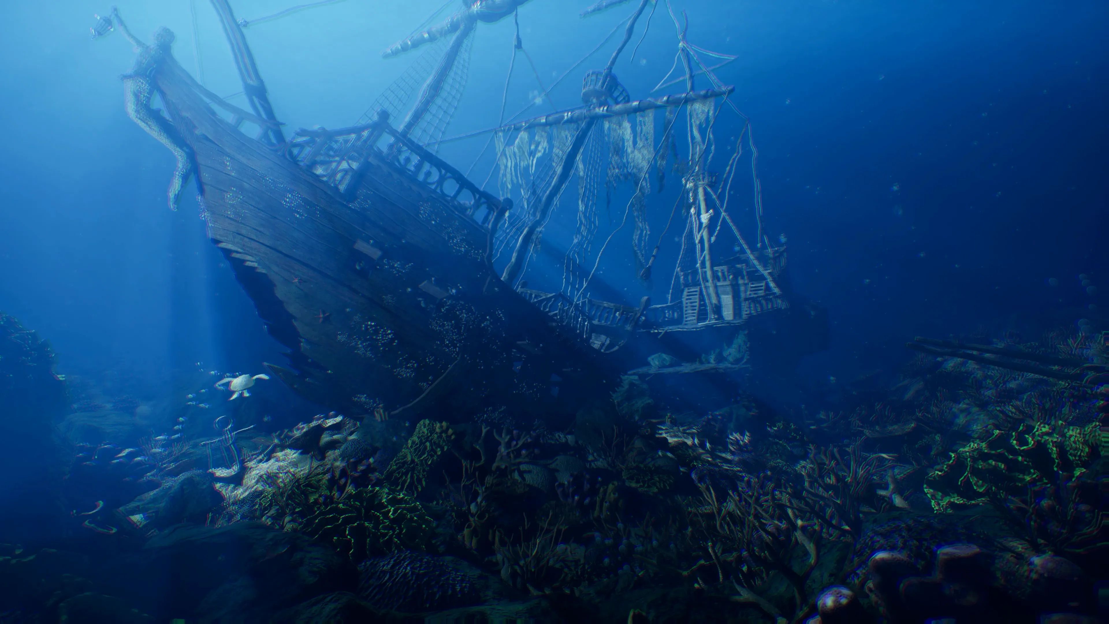 3840x2160 Underwater Sunken Ship