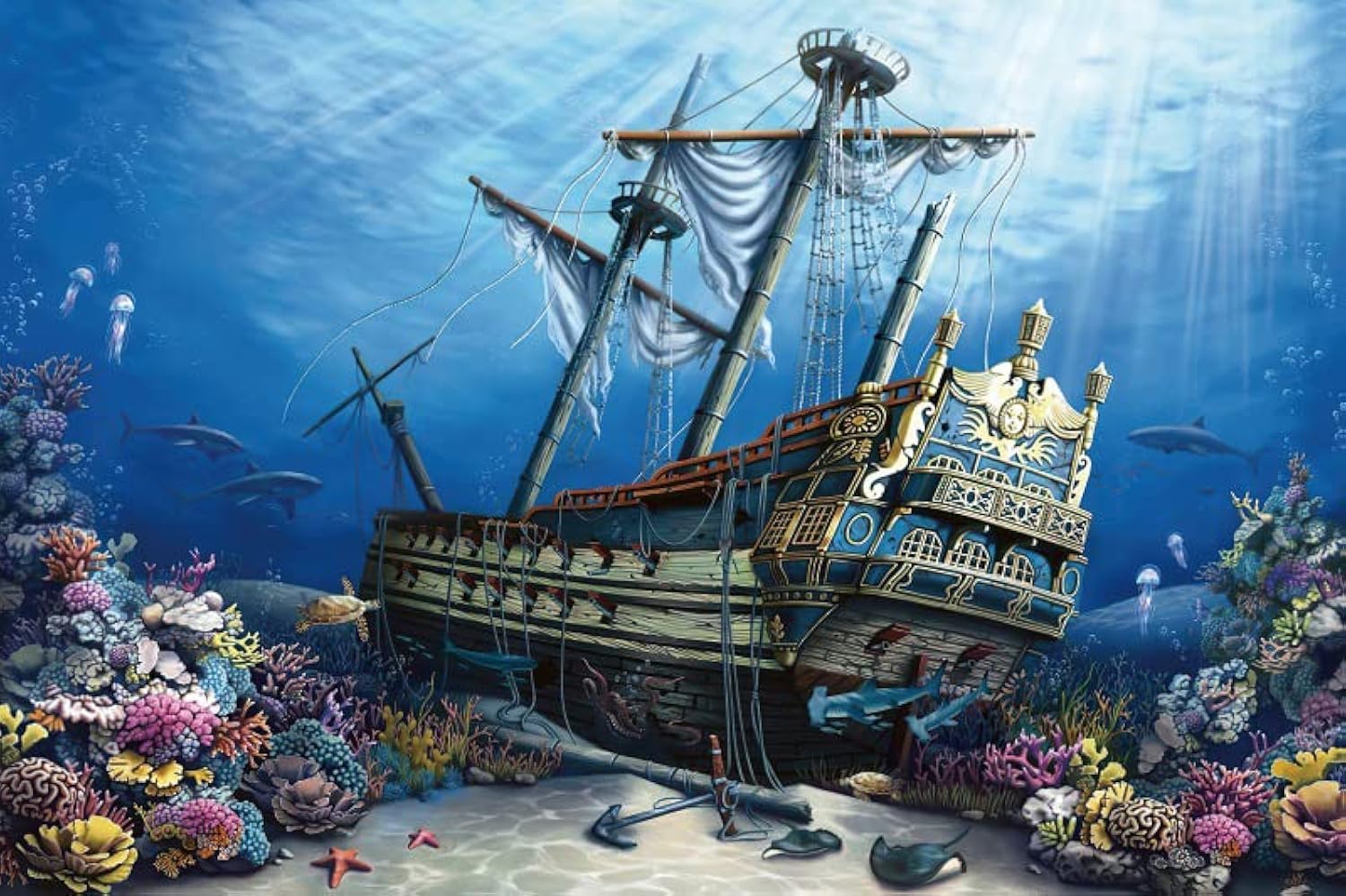 1500x999 Eainb 1.5x1.2m Underwater Photography Background Sunken Ship Photography Background Pirate Theme Party Banner Wallpaper Aquarium Decoration Supplies Vinyl Portrait Photo Studio Props: Amazon.de: Electronics & Photo