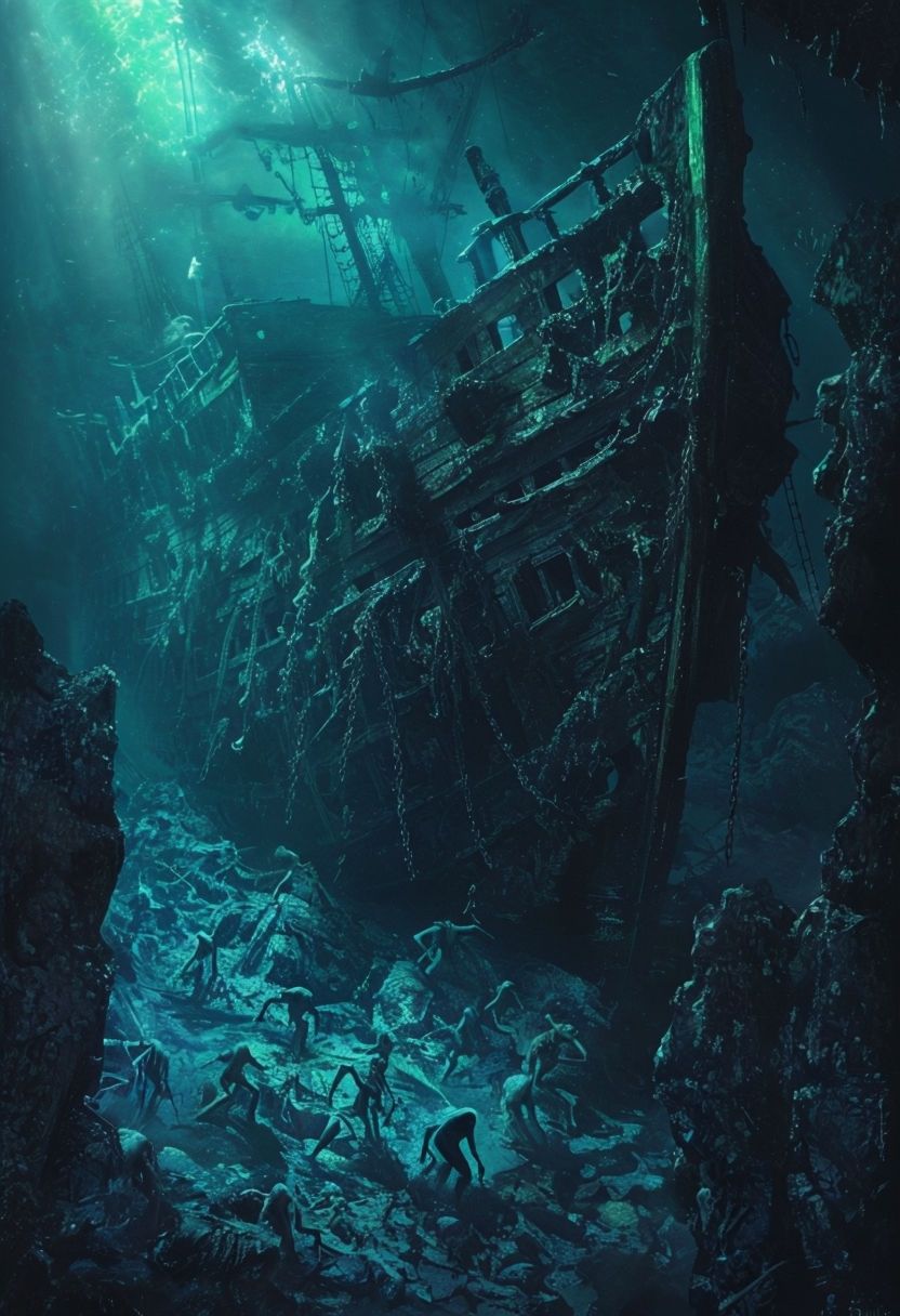 832x1216 Free and customizeable underwater shipwreck templates