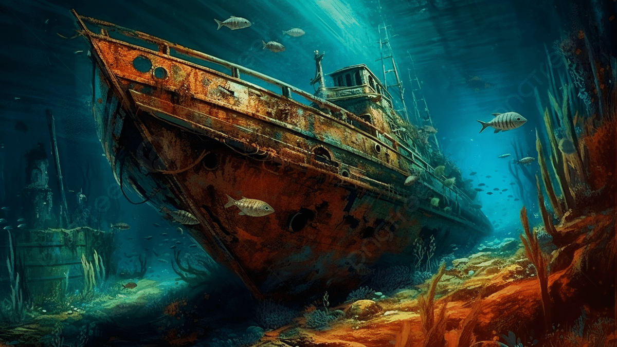 1200x675 Underwater Shipwreck Mysterious Background, Seabed, Background, Underwater World Background Image And Wallpaper for Free Download