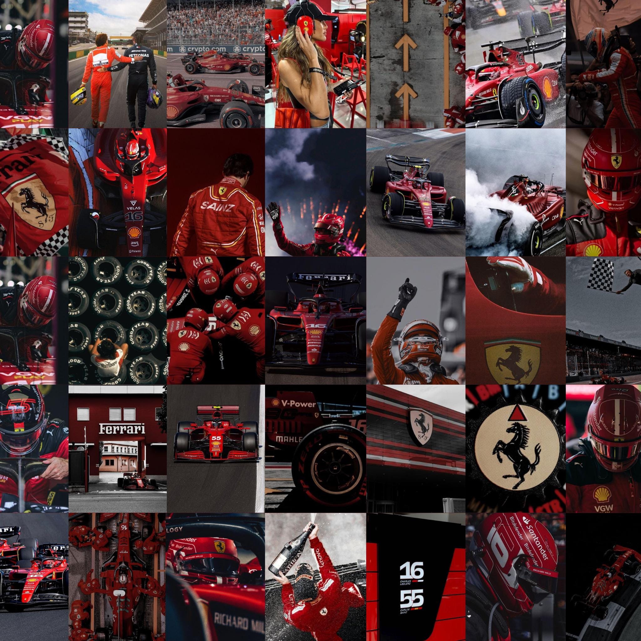 2048x2048 160PCS F1 Aesthetic Photo Collage, Ferrari Formula 1 Poster, Formula 1 Gift, F1 Wall Art, F1 Poster, F1 Digital Print, Formula1 Collage