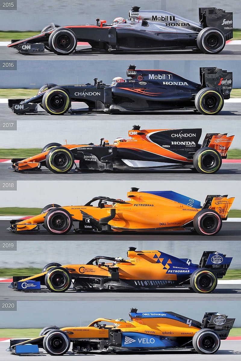 800x1200 McLaren F Formula collage, race cars, vehicle, sport, esports, car, HD phone wallpaper