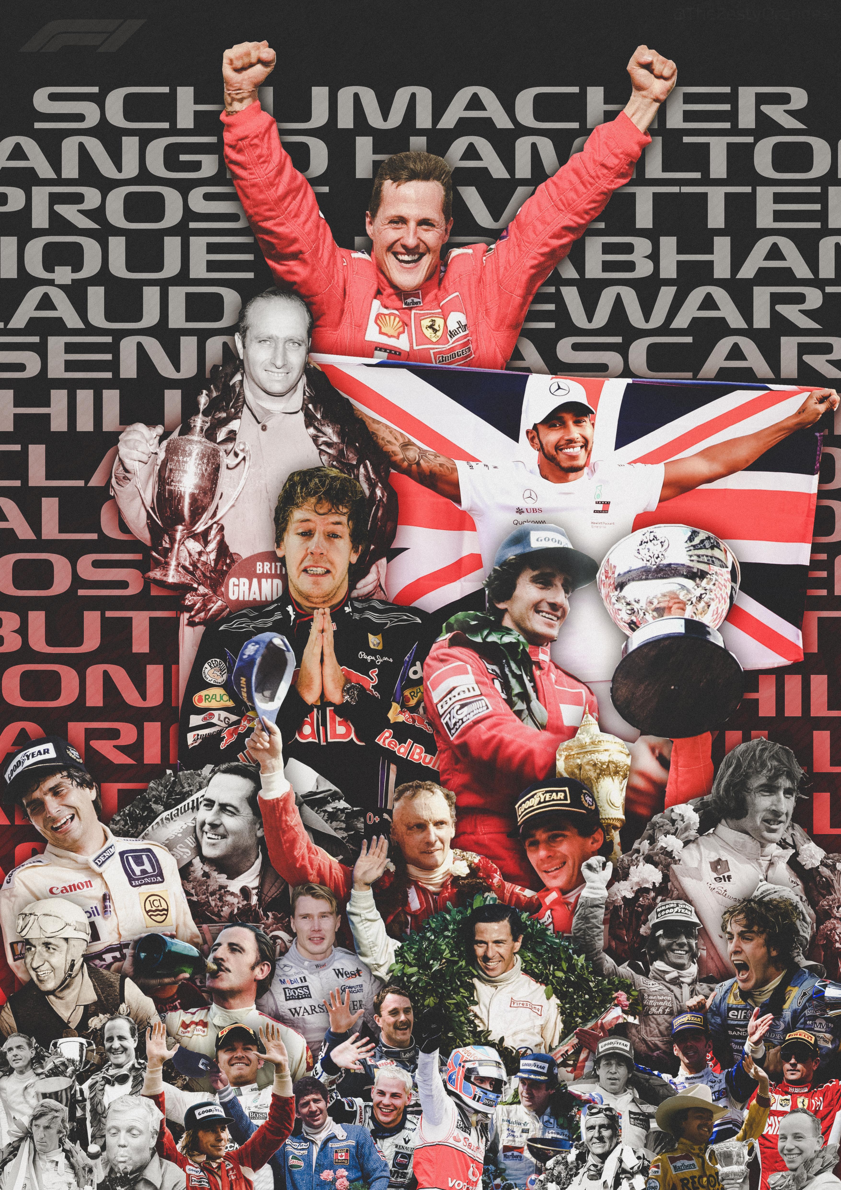 3508x4961 Some people requested it so here it is: F1 Poster featuring every single World Champion