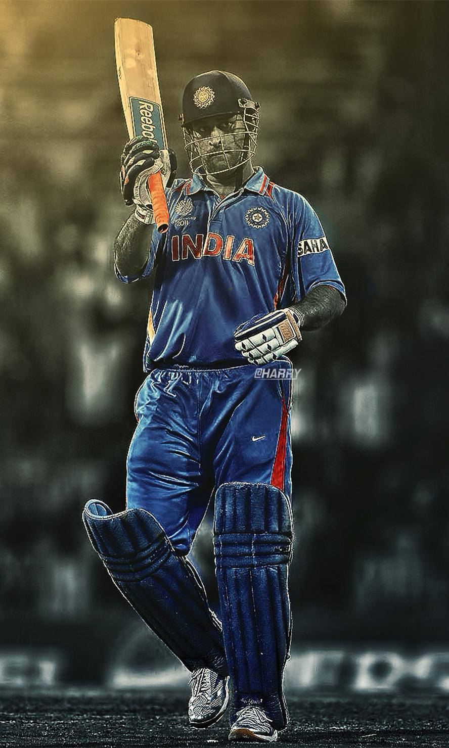 888x1480 Download Ms Dhoni HD With Bat Wallpaper