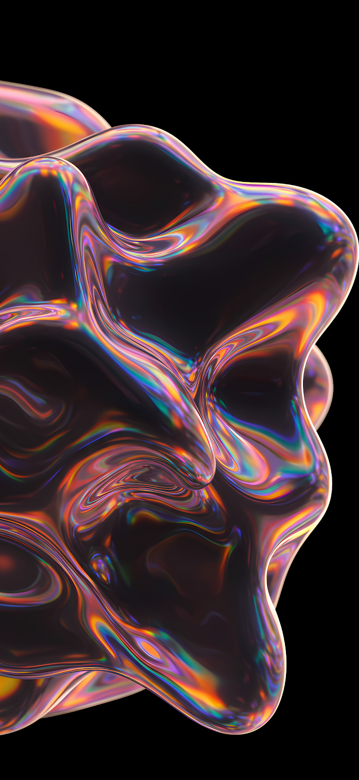 738x1600 iPhone 17 Ultra, Pro Max, Air Concept Wallpaper iOS 19: Abstract Iridescent Shape