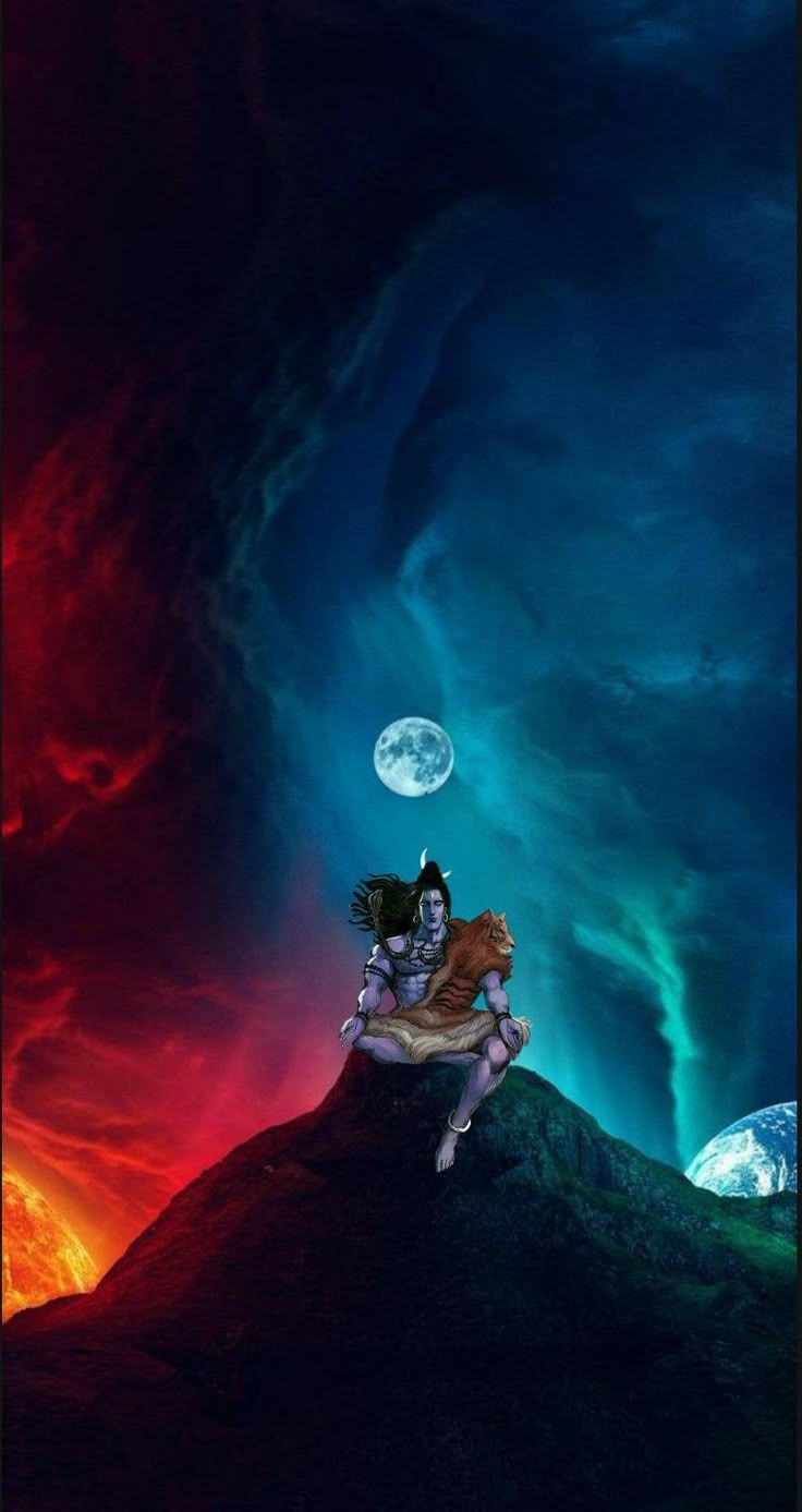 736x1387 Lord Shiva as adiyogi in creative art painting wallpaper