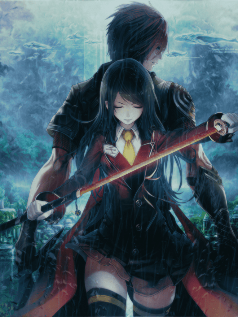768x1024 Anime Girl, Boy, Couple, Fighter, Katana, Landscape, Girl