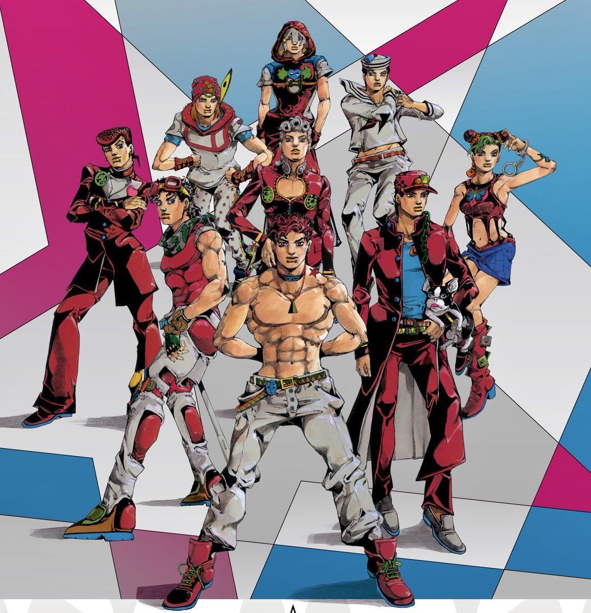 1156x1200 The full background image, the only illustration we had featuring all the JoJos (including Jodio)