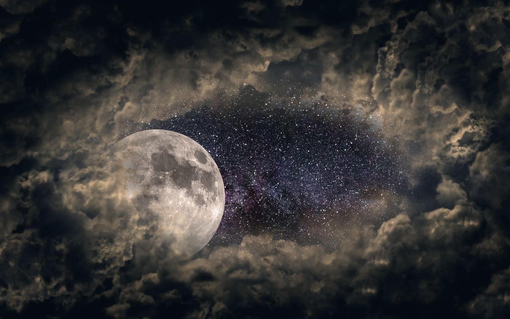 1680x1050 Clouds Moon Universe Stars 5k 1680x1050 Resolution HD 4k
