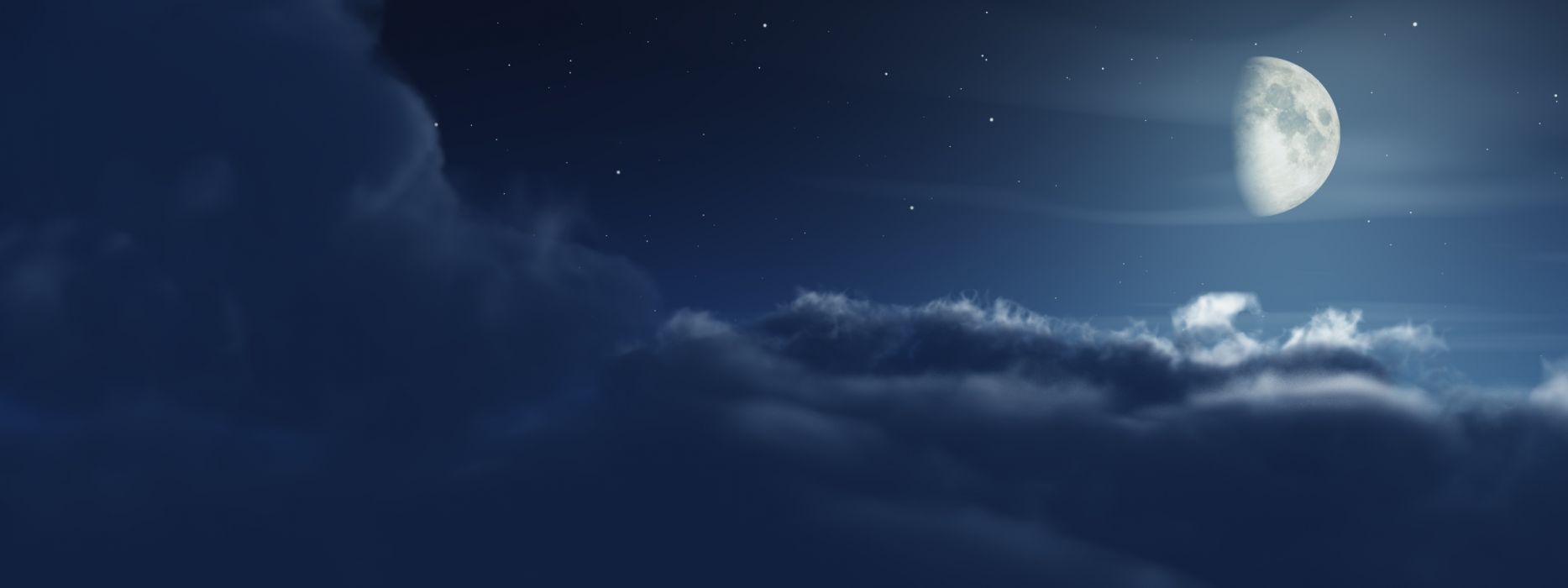 1867x700 Multi Monitor Dual Screen night moon clouds stars wallpaper