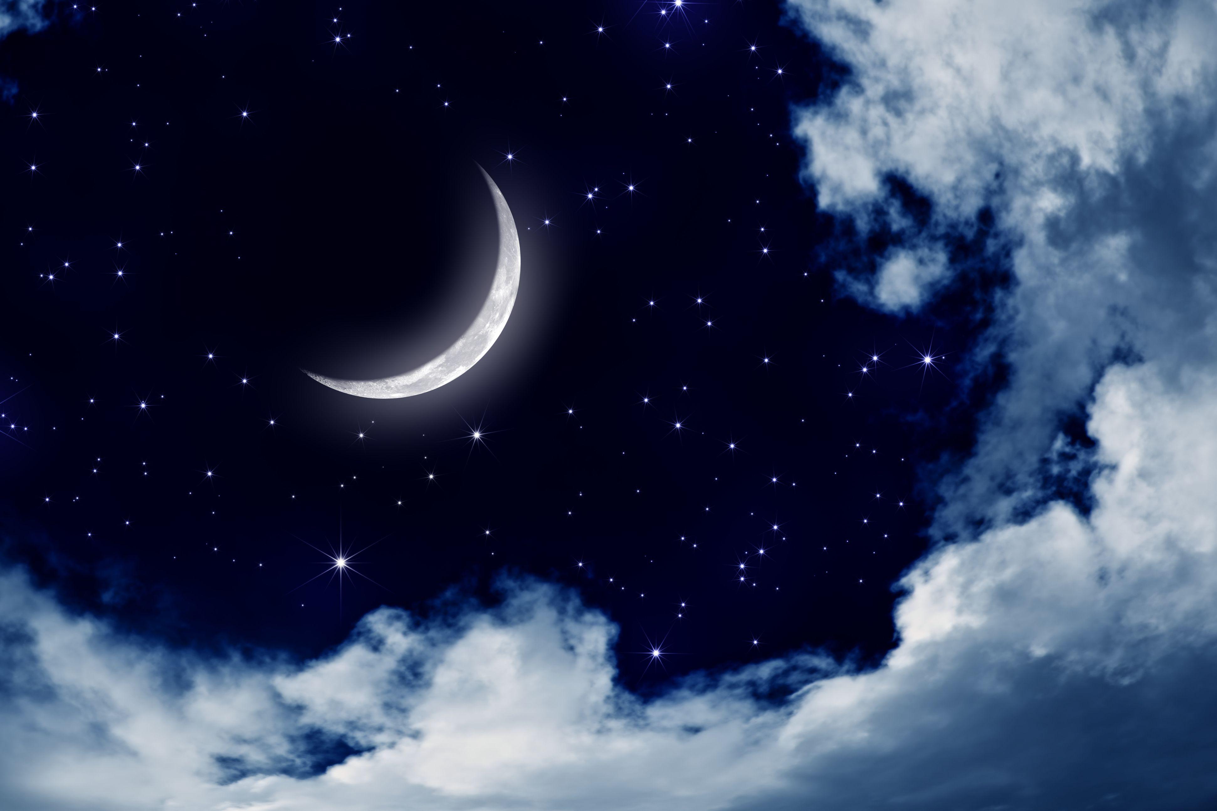 3883x2589 Free download moon night nature landscape clouds stars sky wallpaper background [3883x2589] for your Desktop, Mobile & Tablet. Explore Wallpaper of Stars and Moon. Sun Moon Stars Wallpaper, Moon