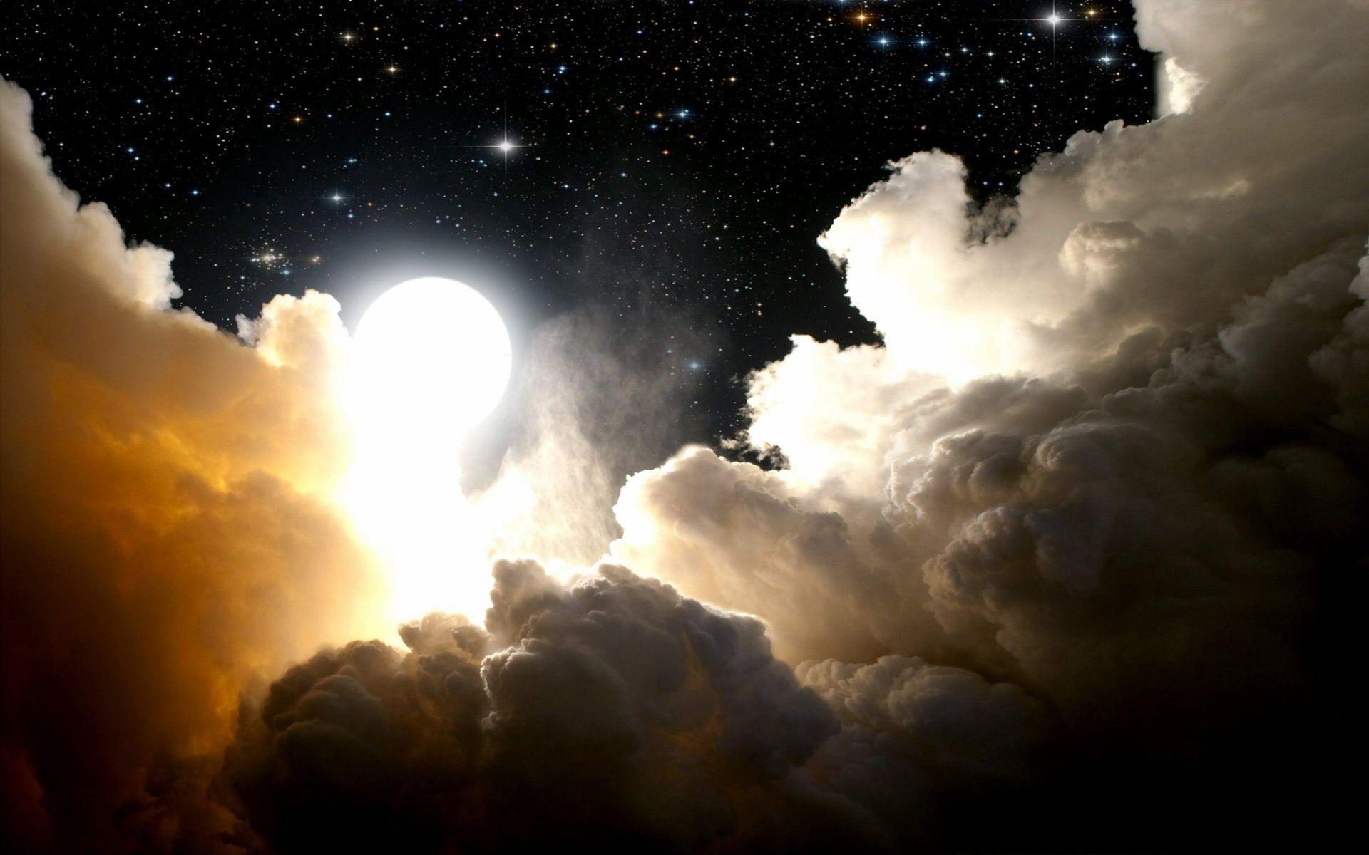 1920x1200 space, Stars, Clouds, Moon, Night Wallpaper HD / Desktop and Mobile Background