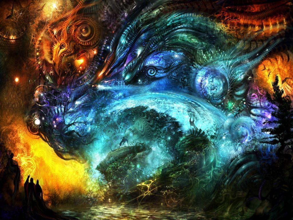 1024x768 Fantasy Wolf Wallpaper