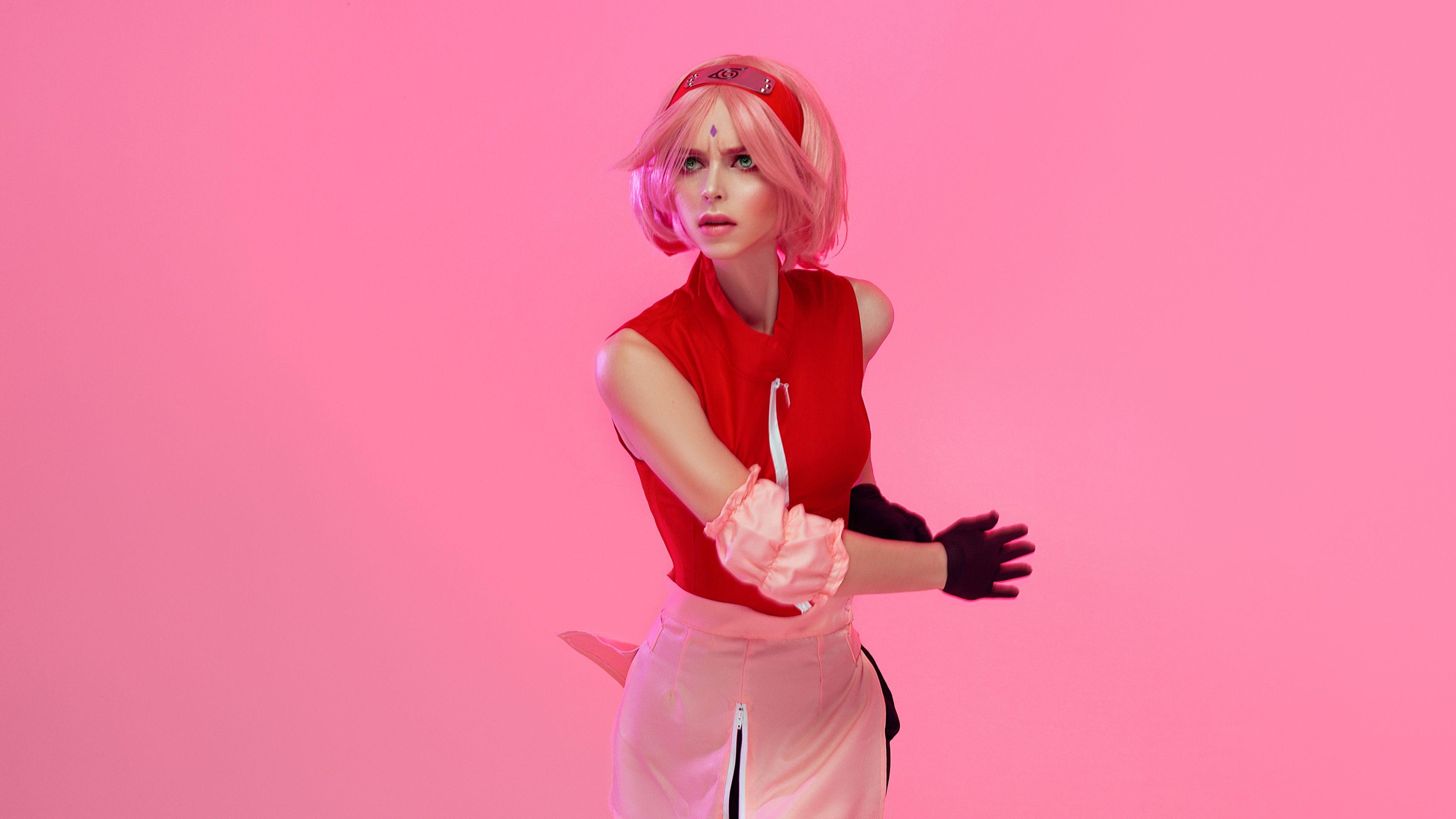 3840x2160 Wallpaper 4k Sakura Haruno Cosplay 4k Wallpaper, Anime Girl