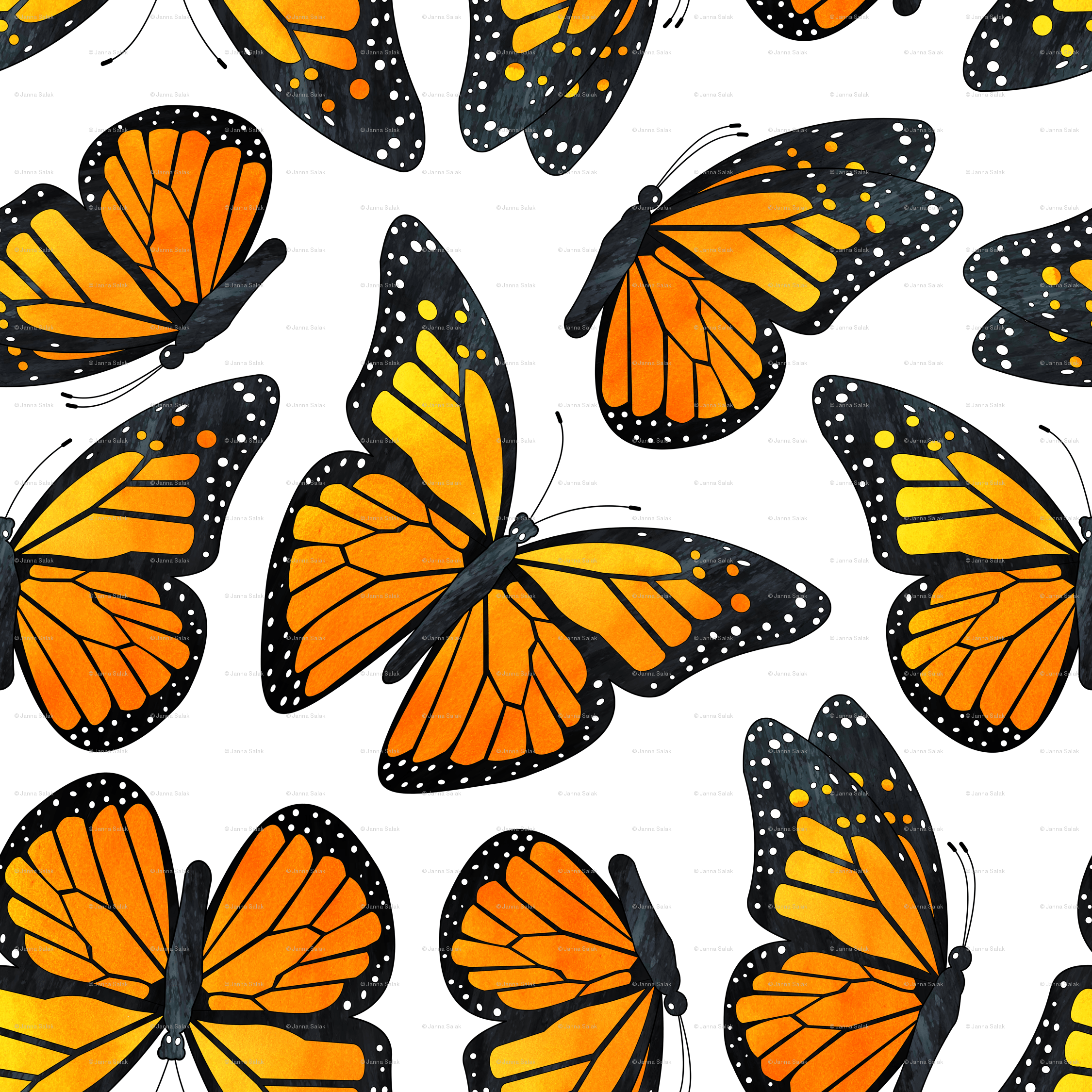 2250x2250 Monarch Butterfly Watercolor Pattern Wallpaper Pattern With Butterfly Wallpaper & Background Download