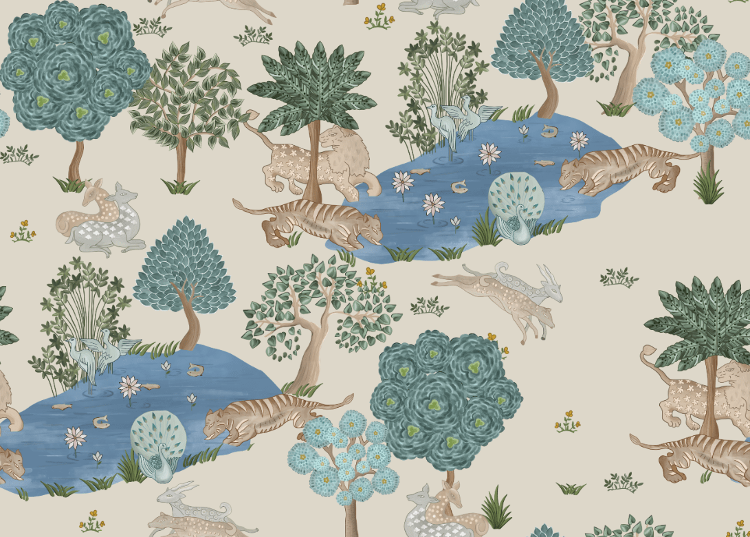 1091x781 Radha Krishna Raas Leela Floral Wallpaper. The Mural Story
