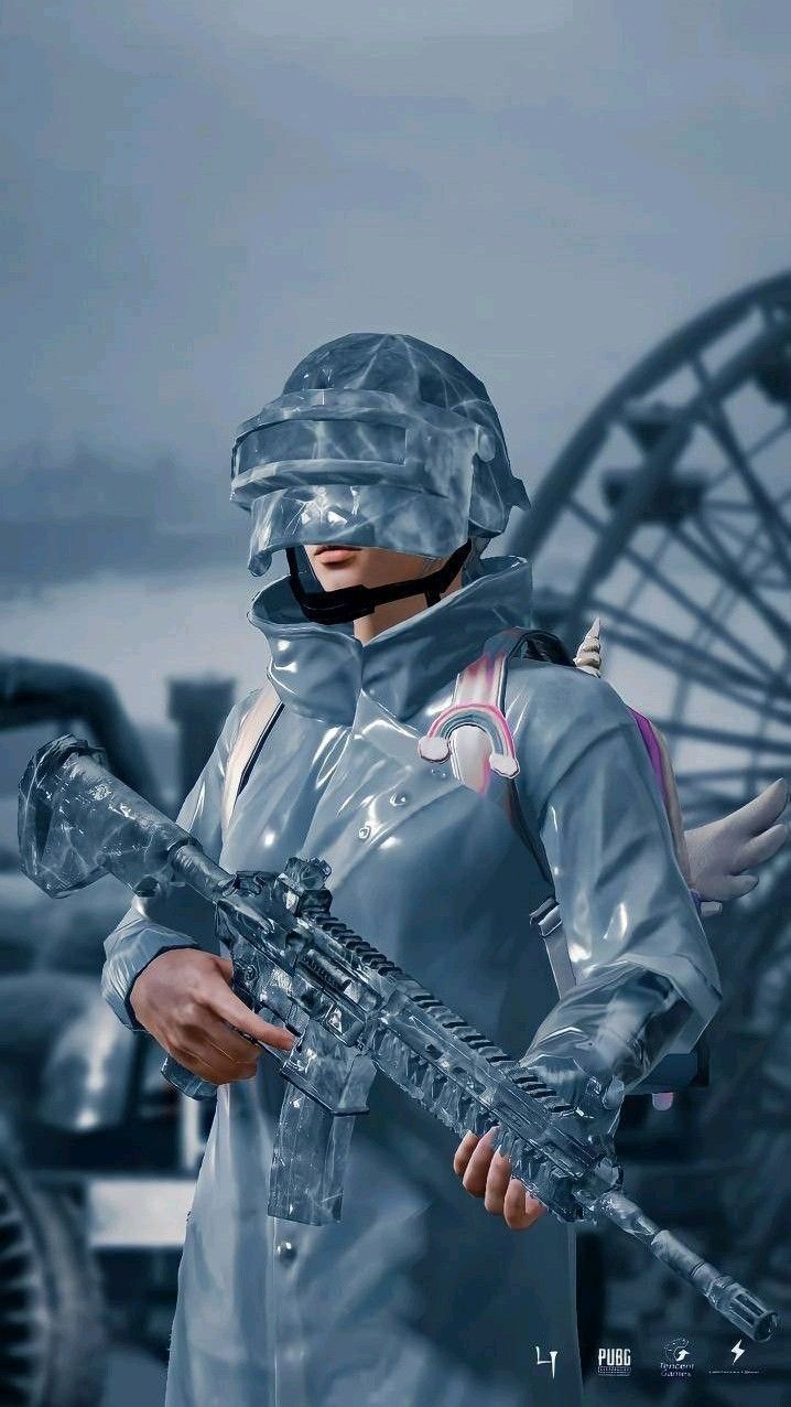 718x1276 pubg / bgmi glacier gun and glacier dress FHD WALLPAPER for mobile