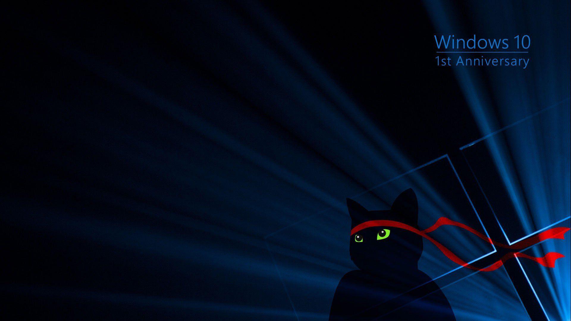 1920x1080 cat, Windows Green, Red, Blue, Dark, Black, Windows 10 Anniversary Wallpaper HD / Desktop and Mobile Background