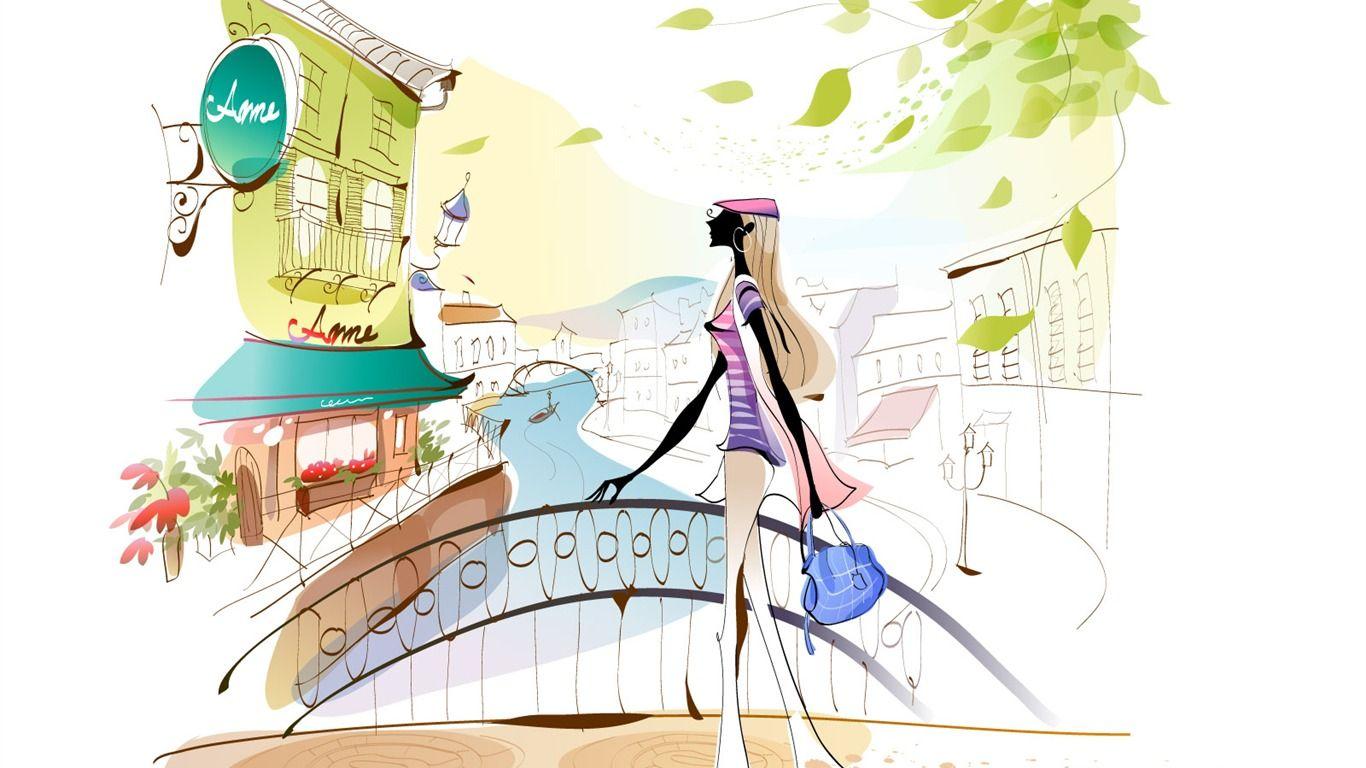 1366x768 Vector Fashion Girls Wallpaper Girl Vector