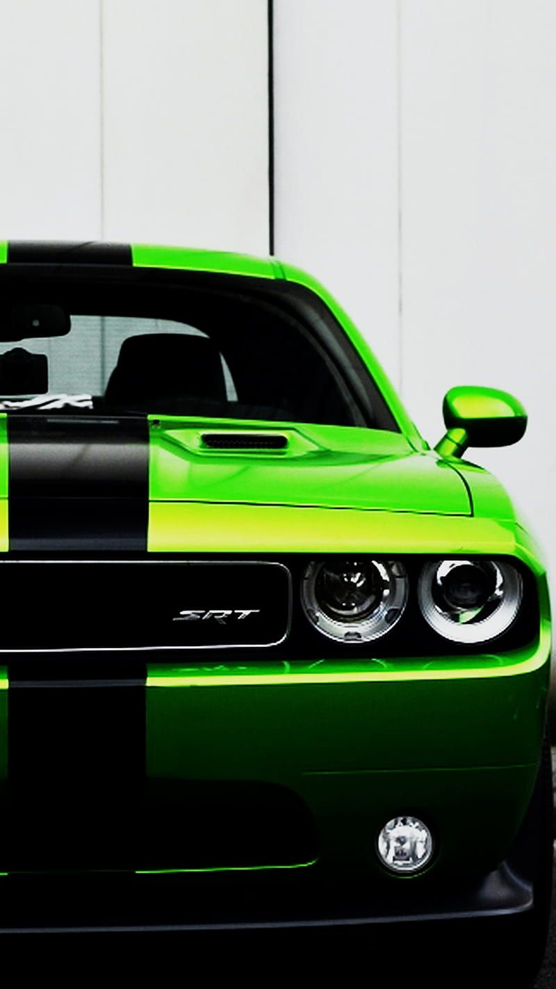 800x1422 Challenger front, america, dodge, green, HD phone wallpaper