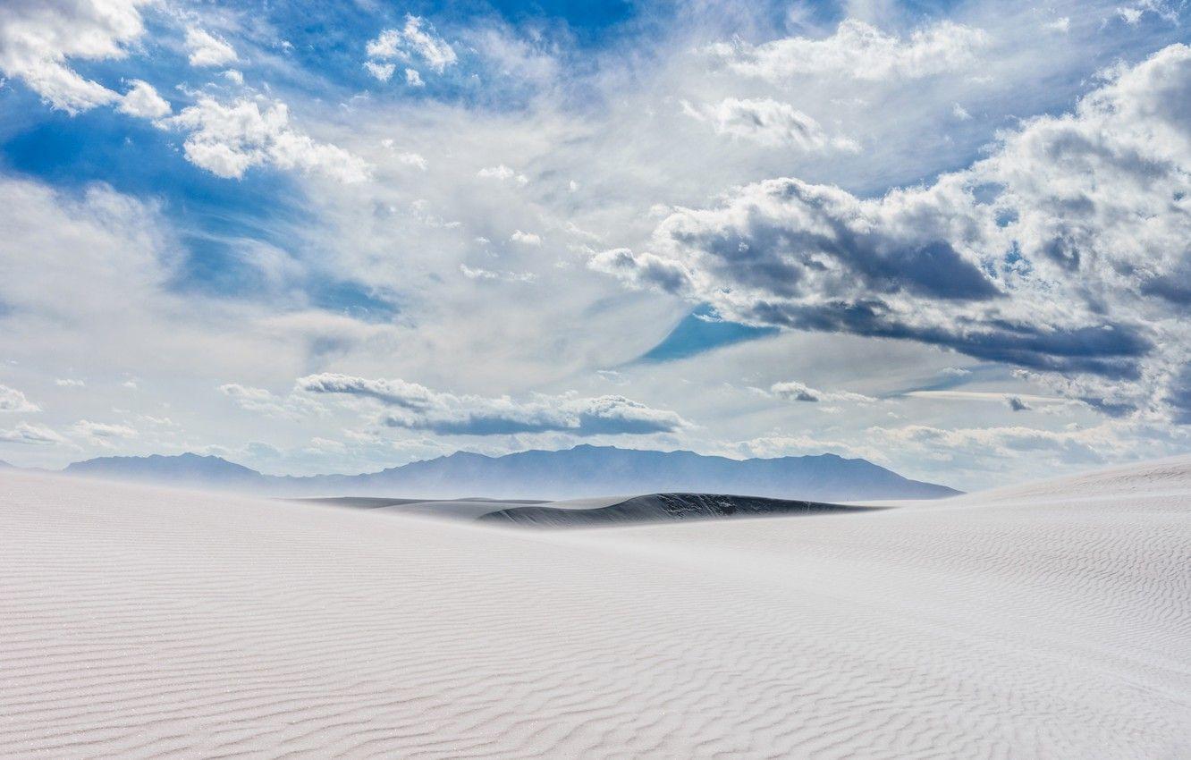 1332x850 Wallpaper clouds, desert, USA, New Mexico, white sand image