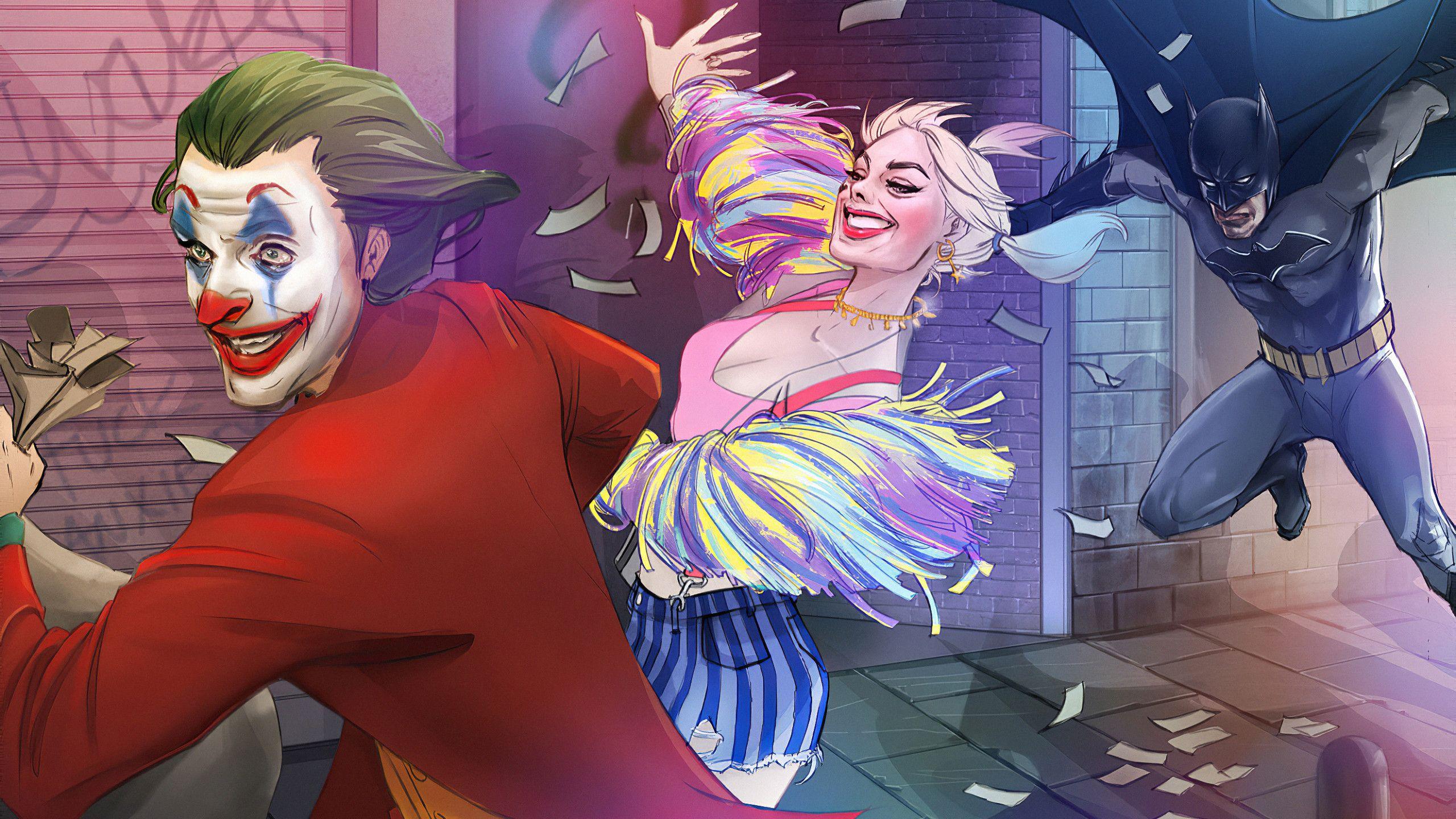 2560x1440 Joker And Harley Quinn Runaway 1440P Resolution HD 4k