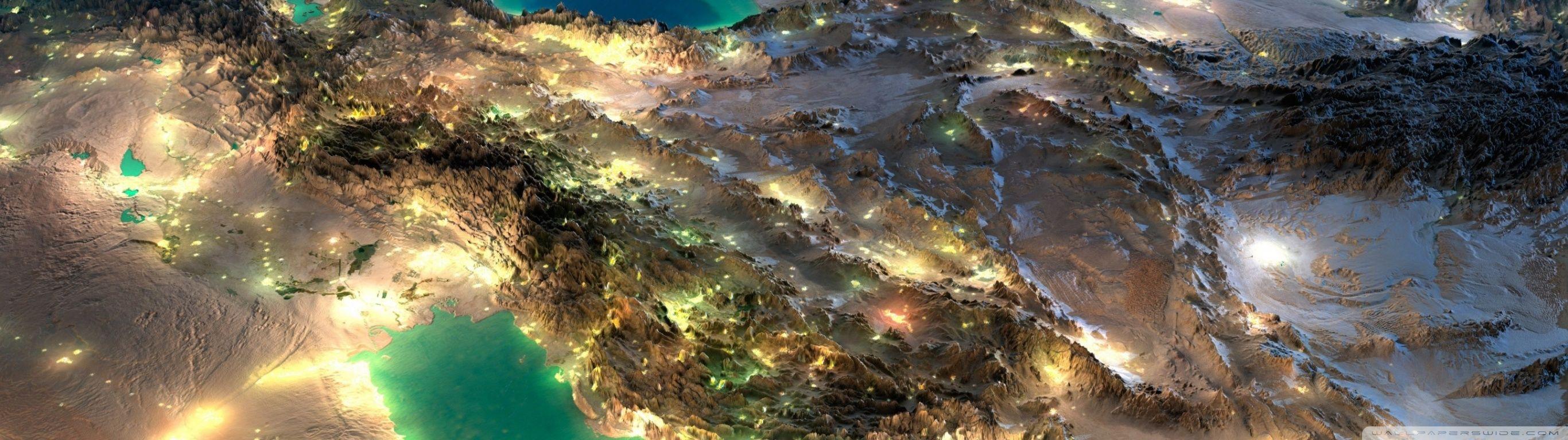 2732x768 Very Nice Satellite Image Of Iran Ultra HD Desktop Background
