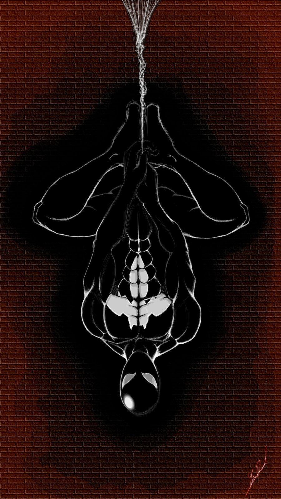 900x1600 Black Spiderman iPhone Wallpaper Spider Man Upside Down