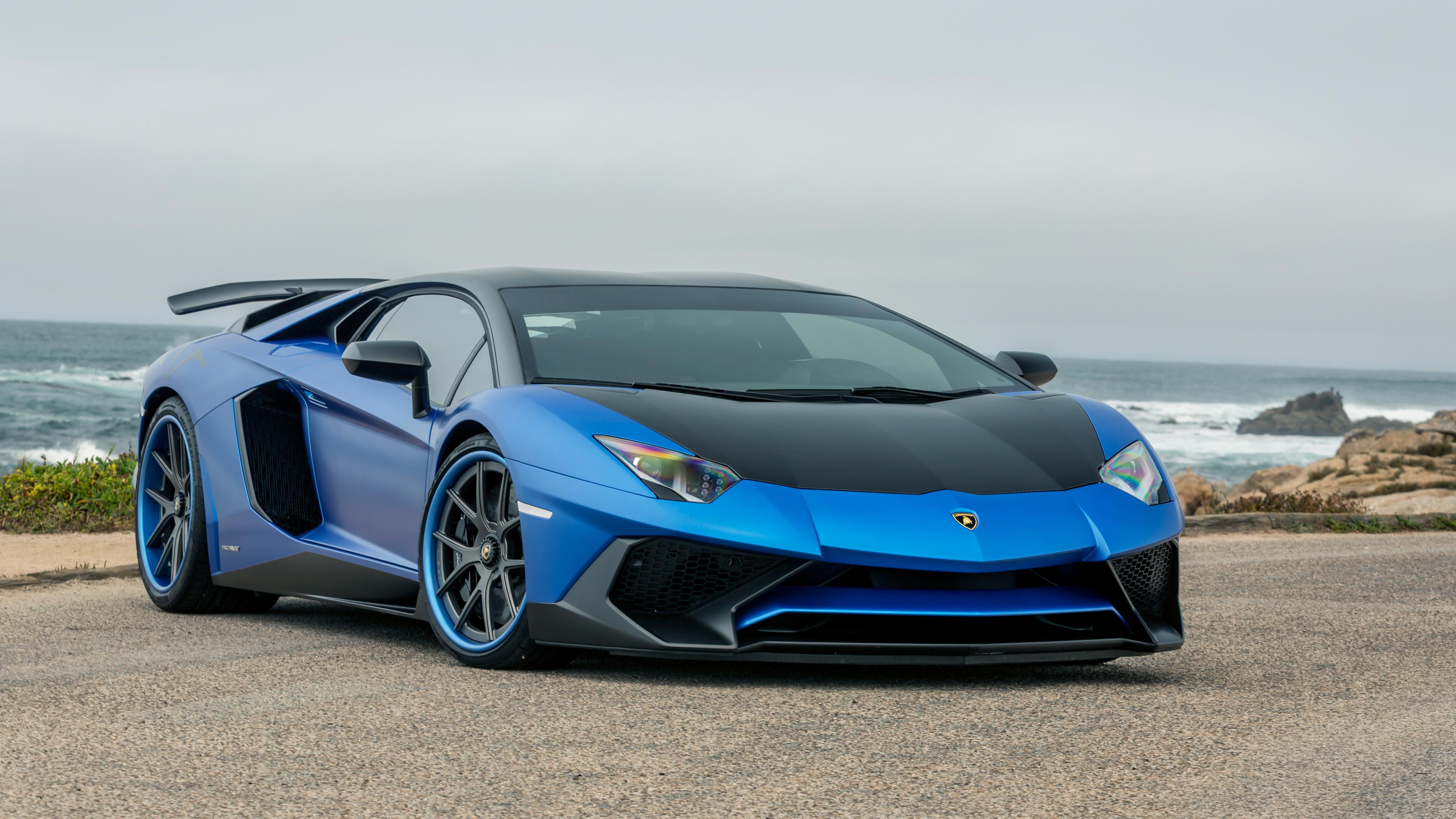 5120x2880 Sky Blue Lamborghini Wallpaper