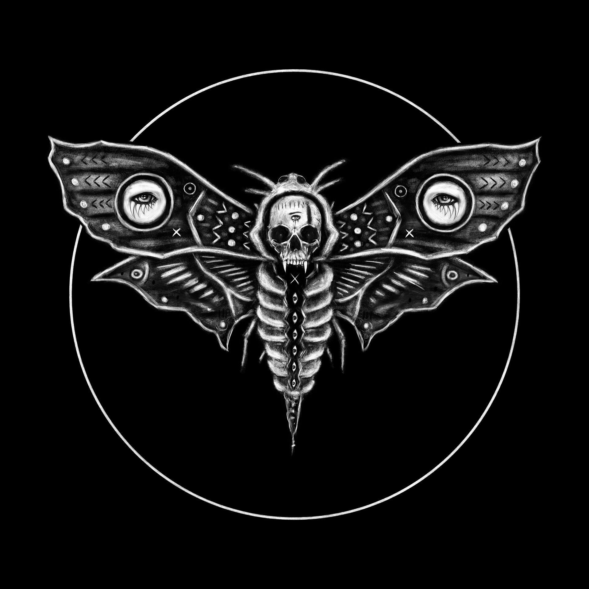 1920x1920 Gothic Moth Painting Justin Gedak Death's Head Moth
