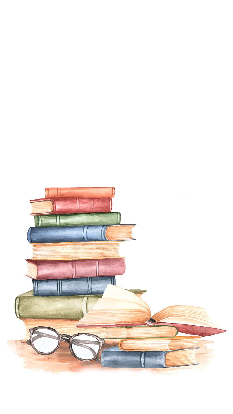 800x1422 Watercolor Books, Kiss, beige, blue, glasses, green, librarian, library, orange, HD phone wallpaper
