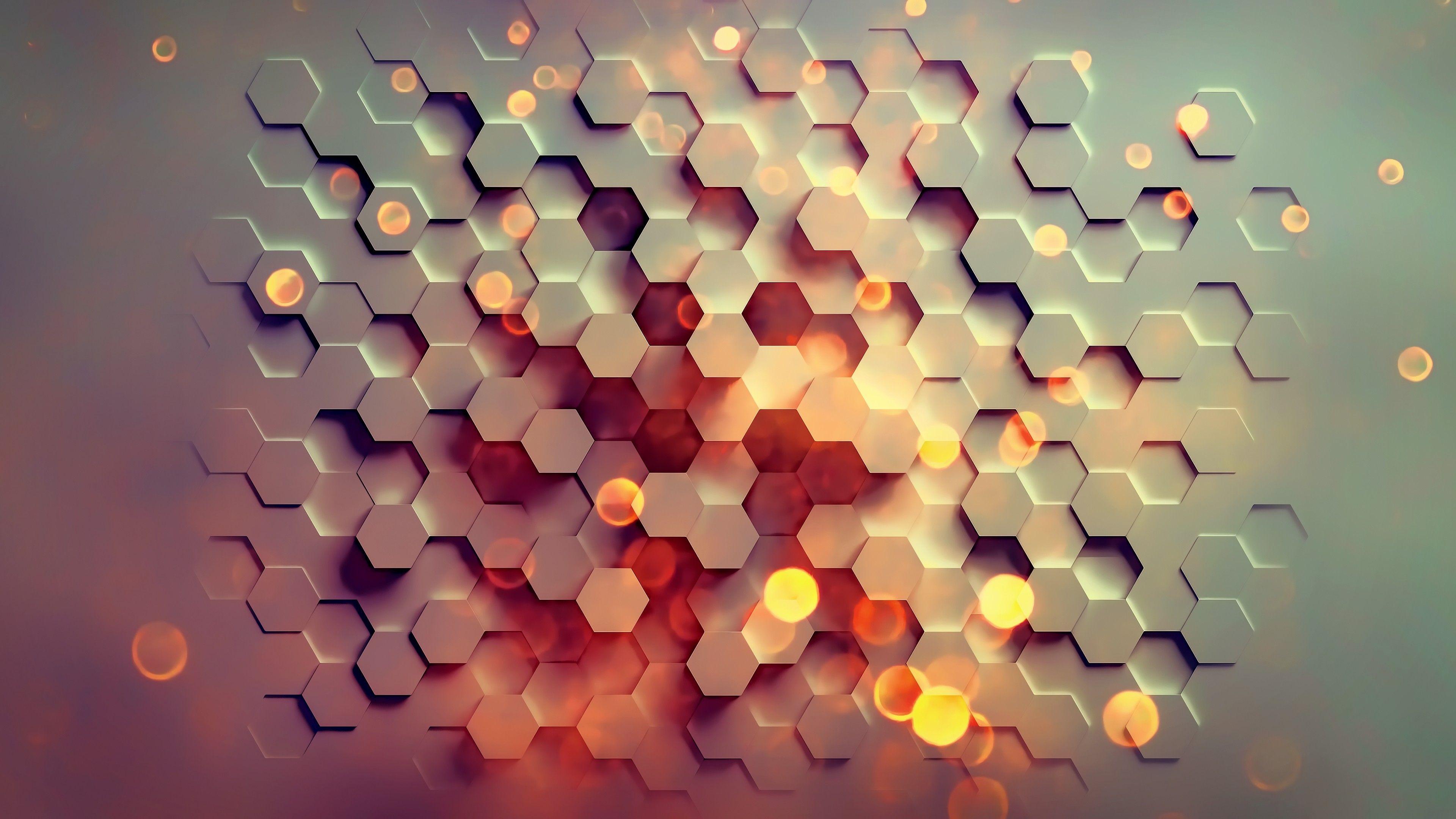 3840x2160 Download 3840x2400 wallpaper 3D, hexagons, pattern, abstract, 4k