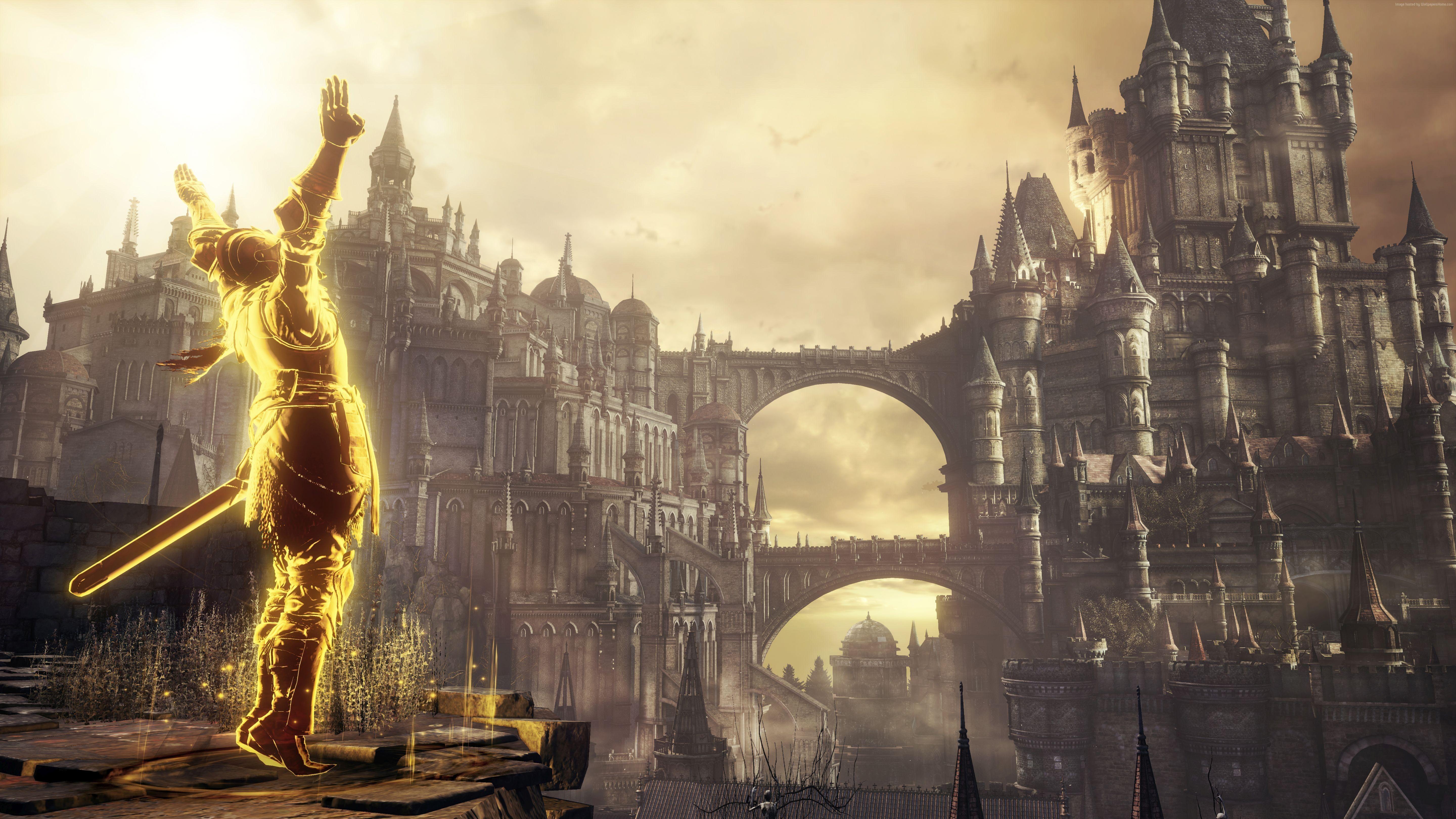 5760x3240 Desktop Wallpaper Dark Souls III Fortification warrior 5760x3240