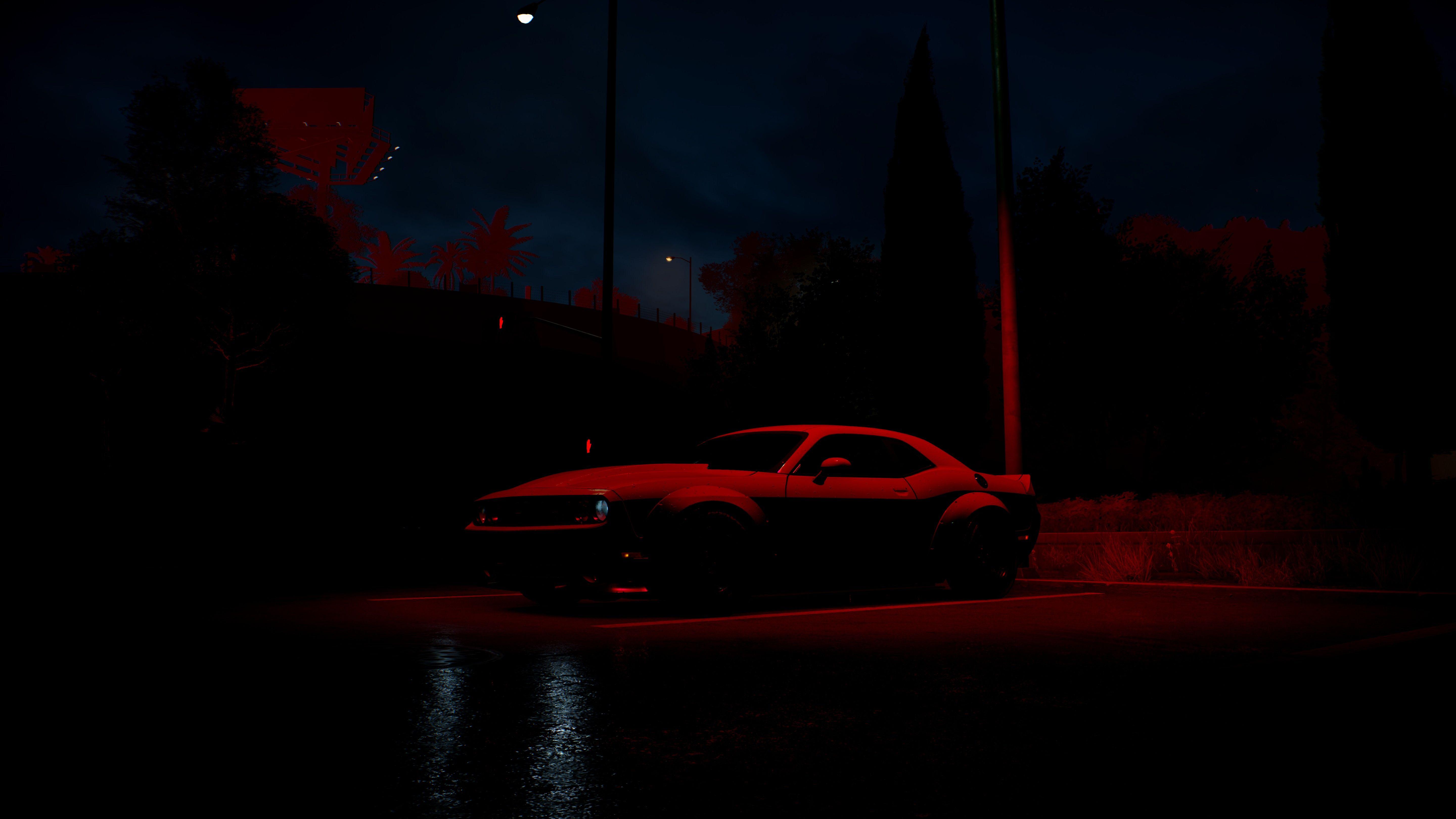 5760x3240 Need for Speed, #red, #Dodge Challenger, #night, #spotlights