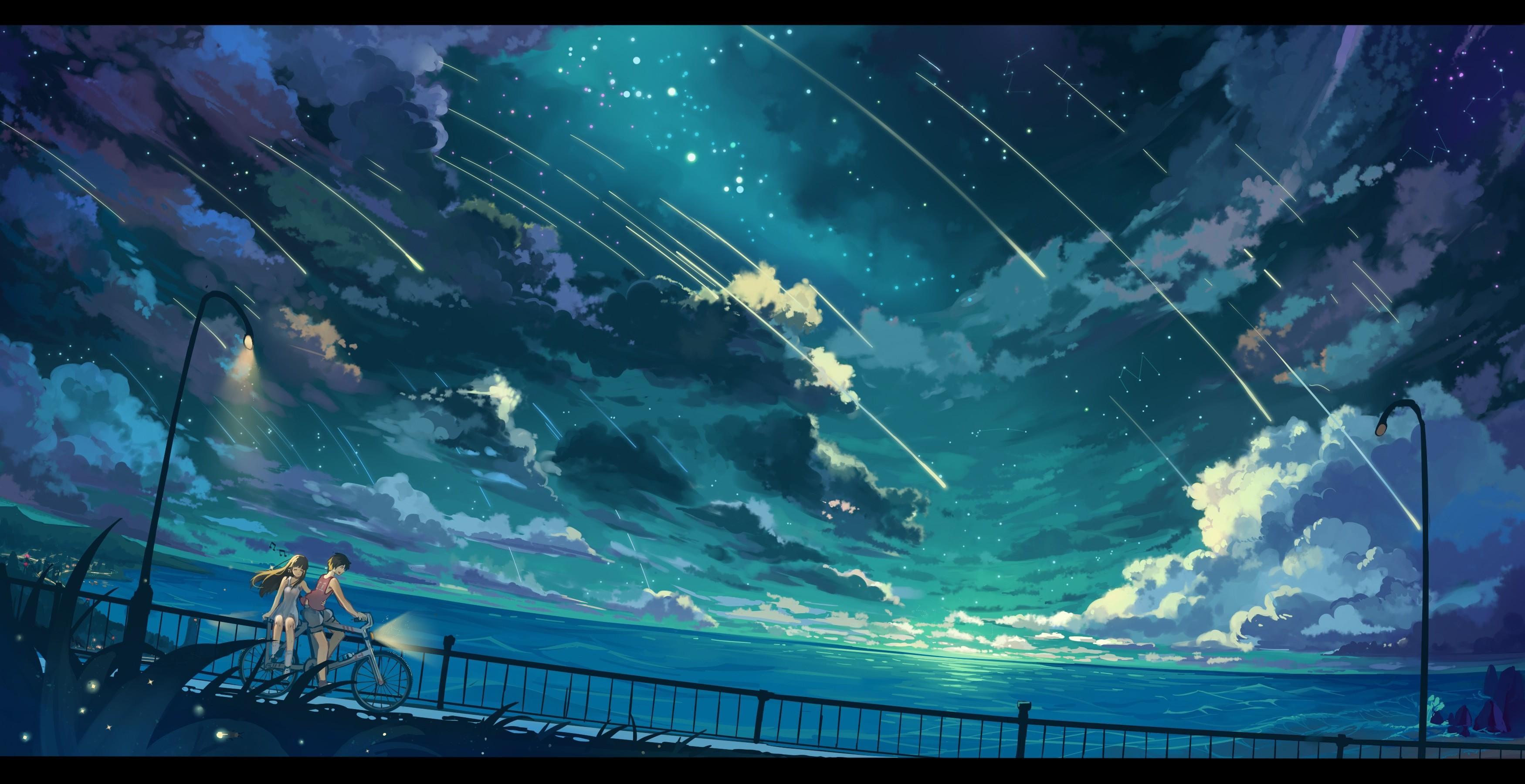 3500x1800 Start Sky Desktop Anime Wallpaper