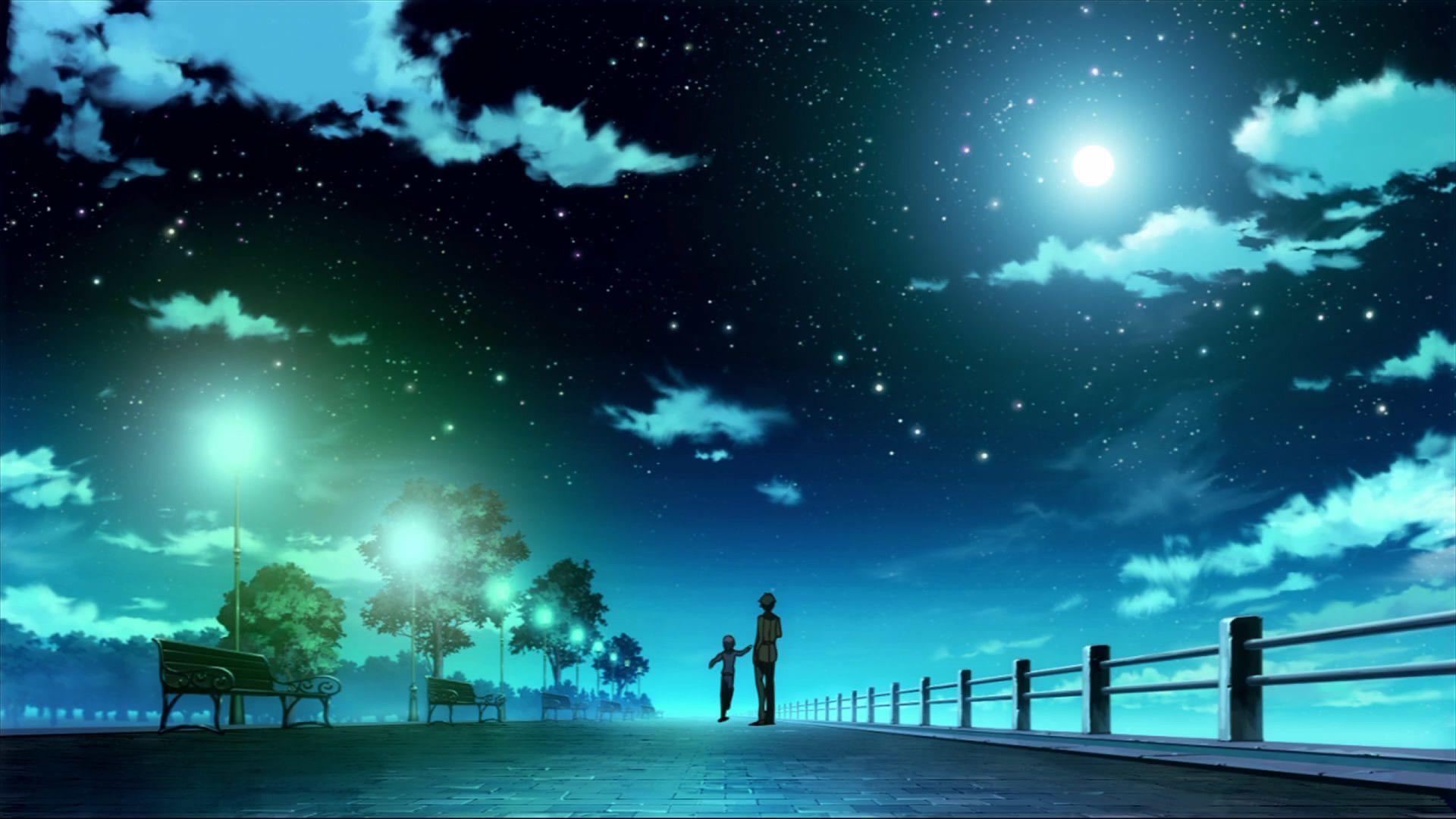 1920x1080 justpict.com Anime Night Sky Wallpaper. Night sky