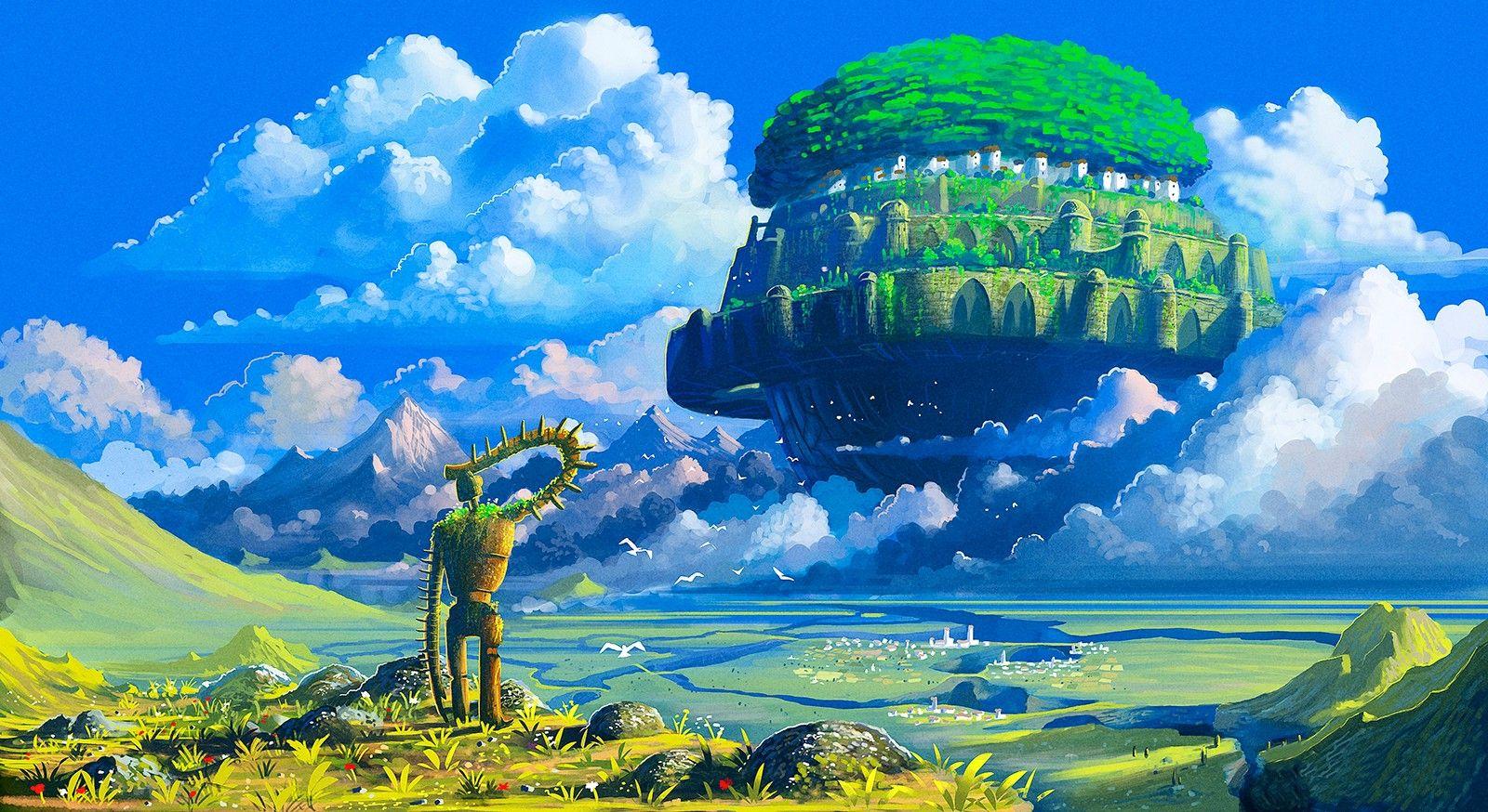 1600x874 Studio Ghibli, Castle In The Sky, Robot, Anime, Floating Island Wallpaper HD / Desktop and Mobile Background