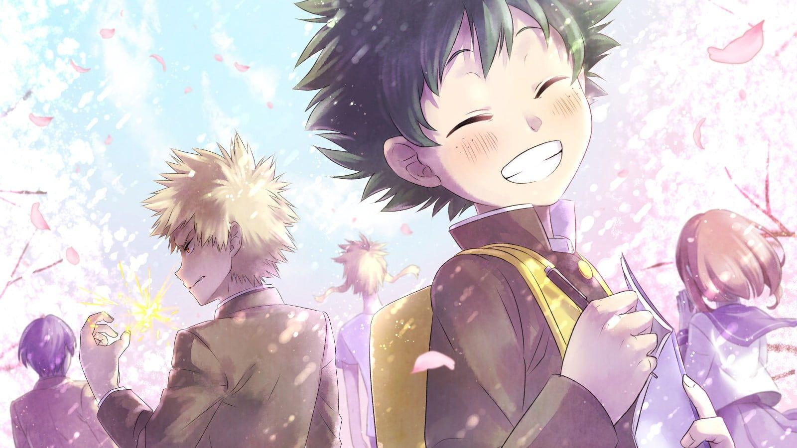 1600x900 Anime digital wallpaper, Boku no Hero Academia, Izuku Midoriya, Katsuki Bakugou, anime HD wallpaper