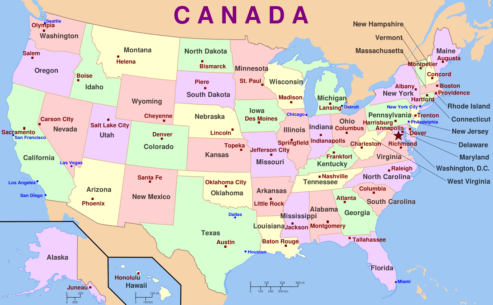 1600x990 Download Usa Map Cities Map With State Names