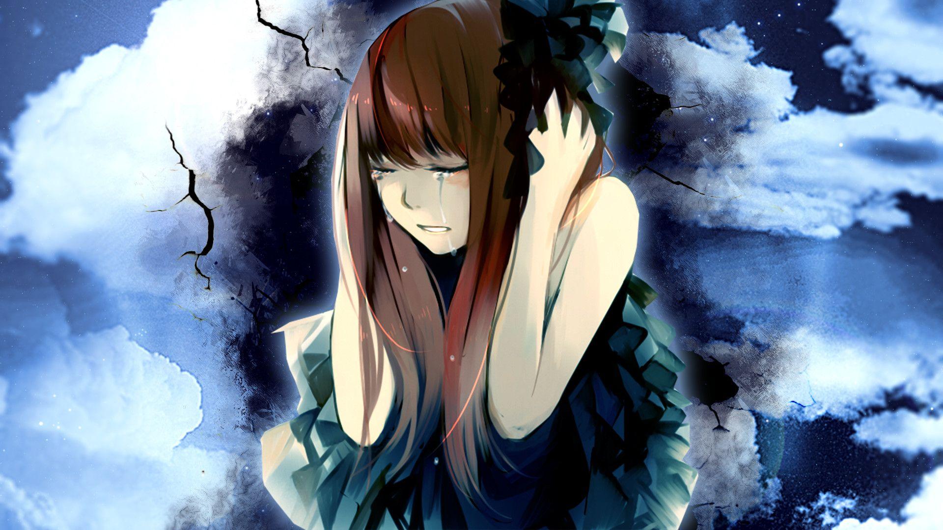 1600x2560 Anime Girl, Crying, Profile View, Sad, anime girl sad