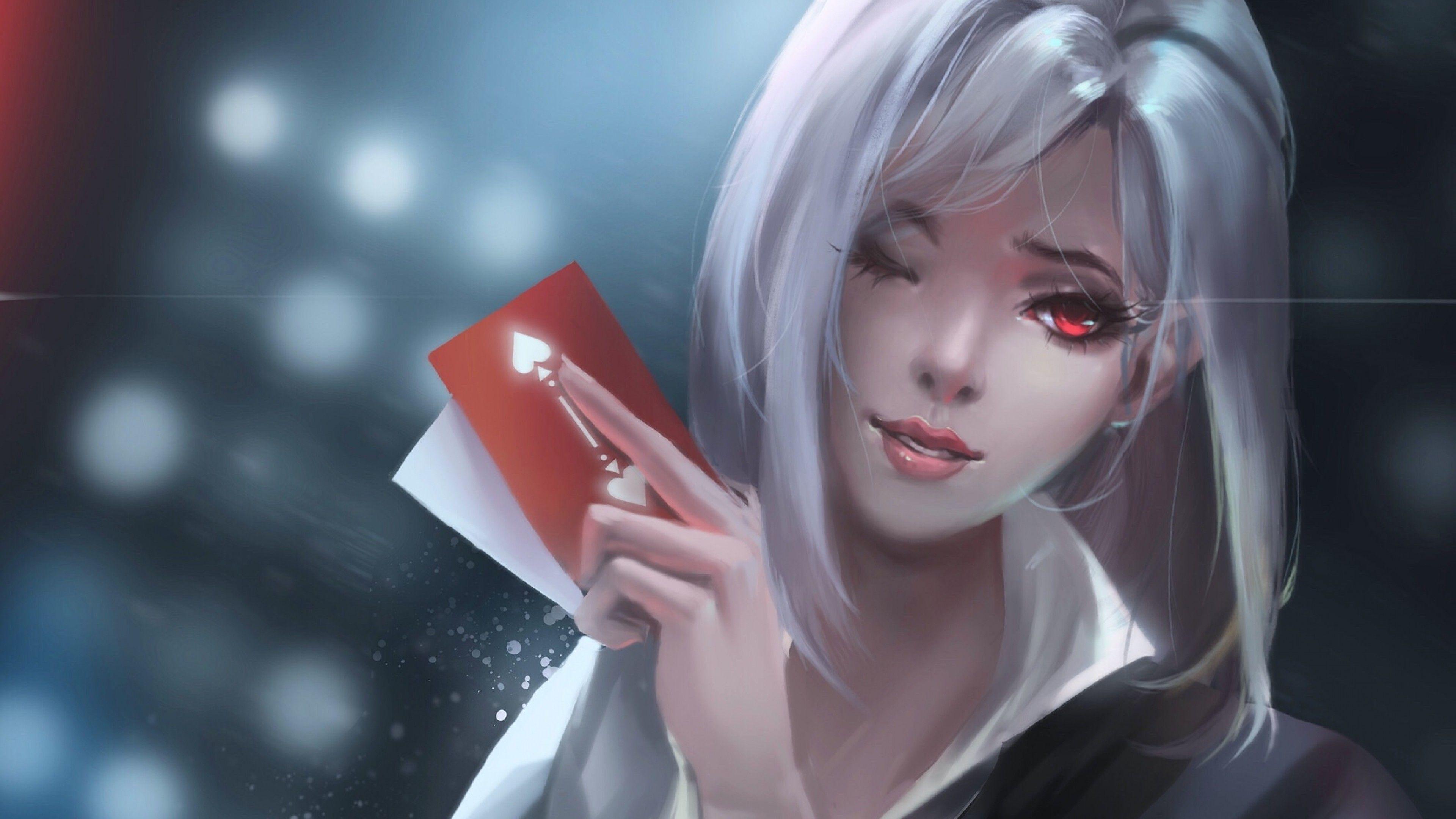 3840x2160 Download 3840x2160 Overwatch, Ashe, Wink, Pretty, White Hair, Red