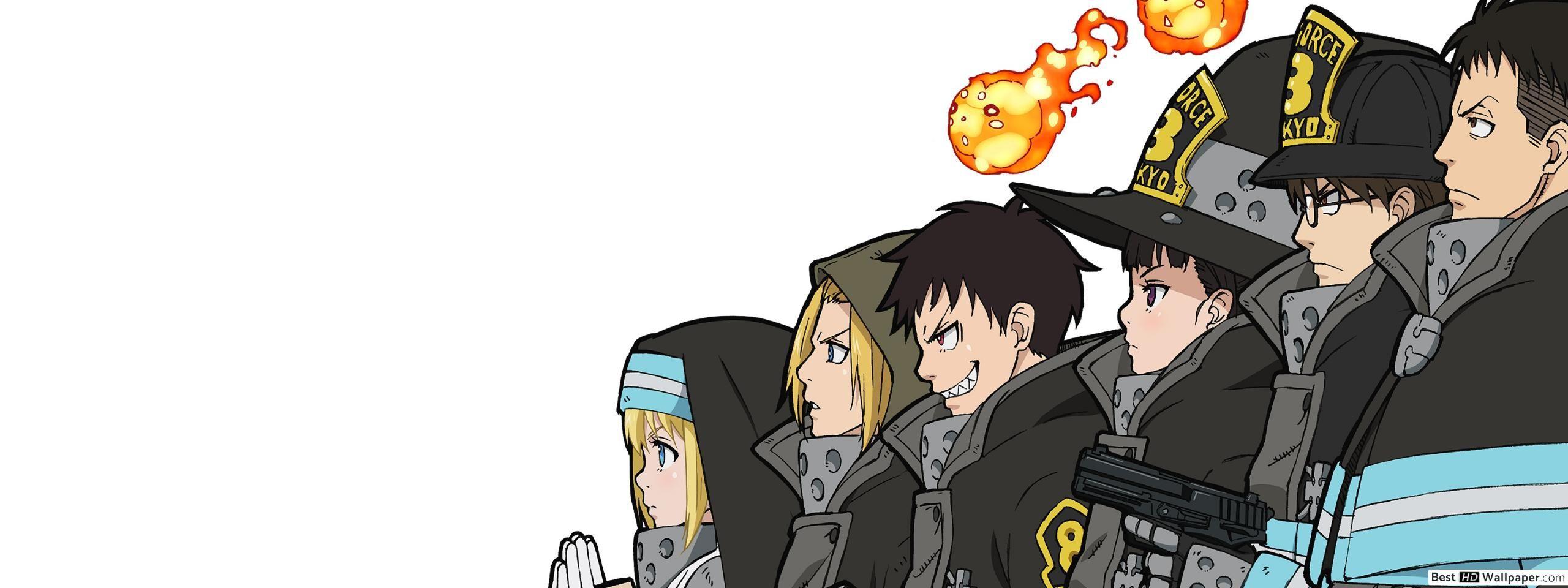 2560x960 Fire Force Kusakabe, Takehisa Hinawa, Maki Oze, Iris, Arthur