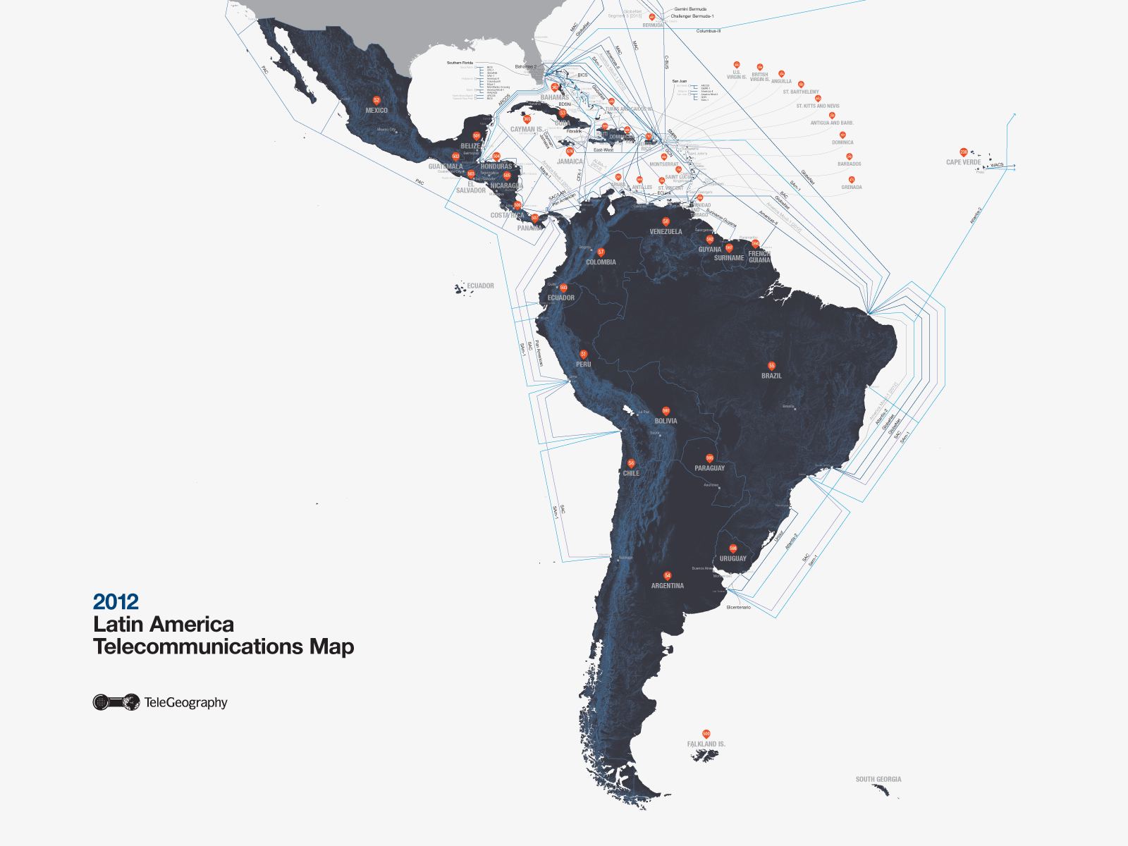 1600x1200 Latin America Telecommunications Map America Map