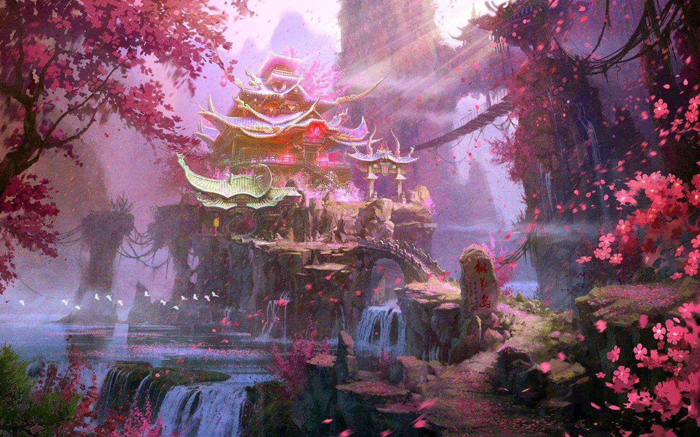 1440x900 Free Anime Fantasy Landscape Wallpaper Photo at Cool Monodomo