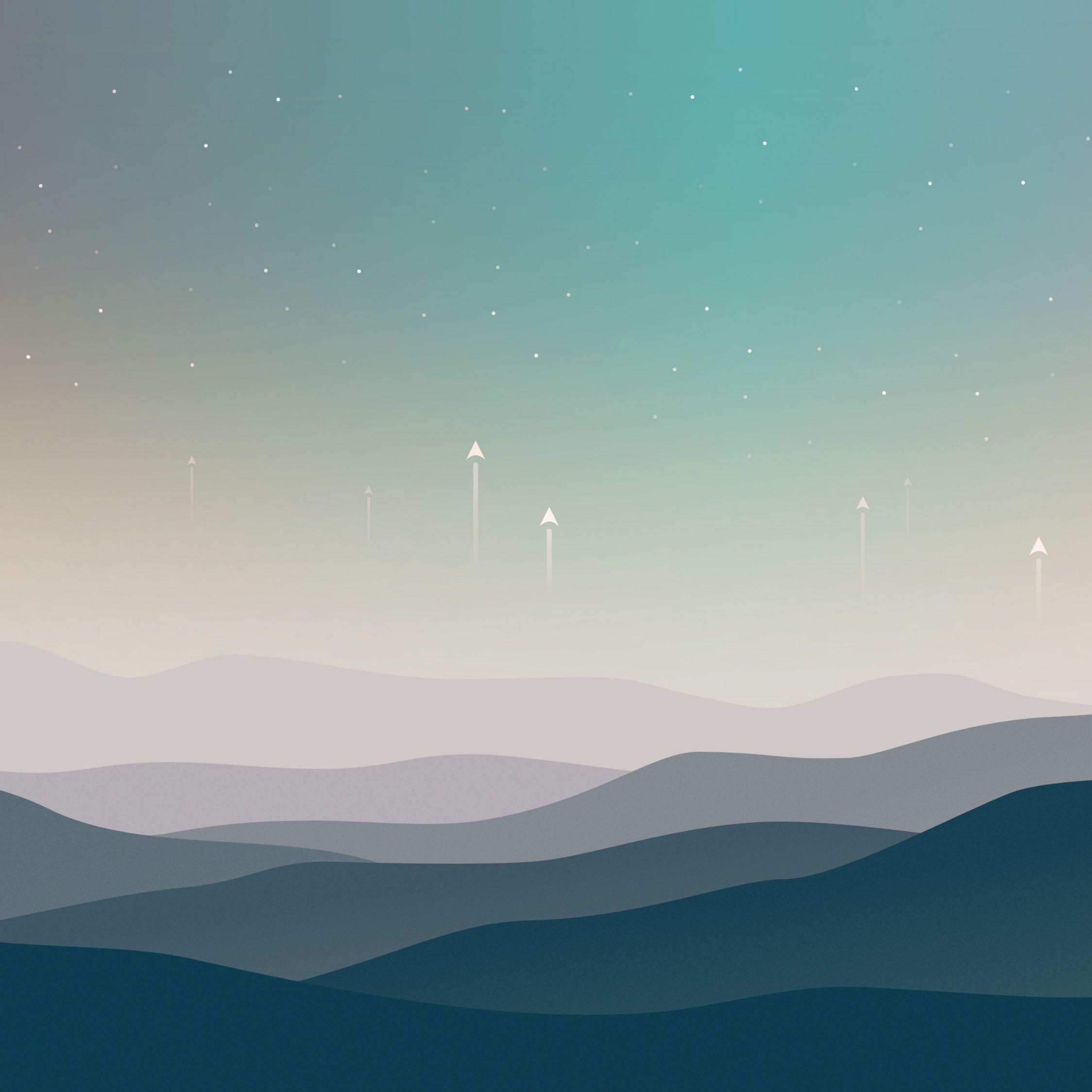 2248x2248 Download 2248x2248 wallpaper landscape, minimal, stars, mountains
