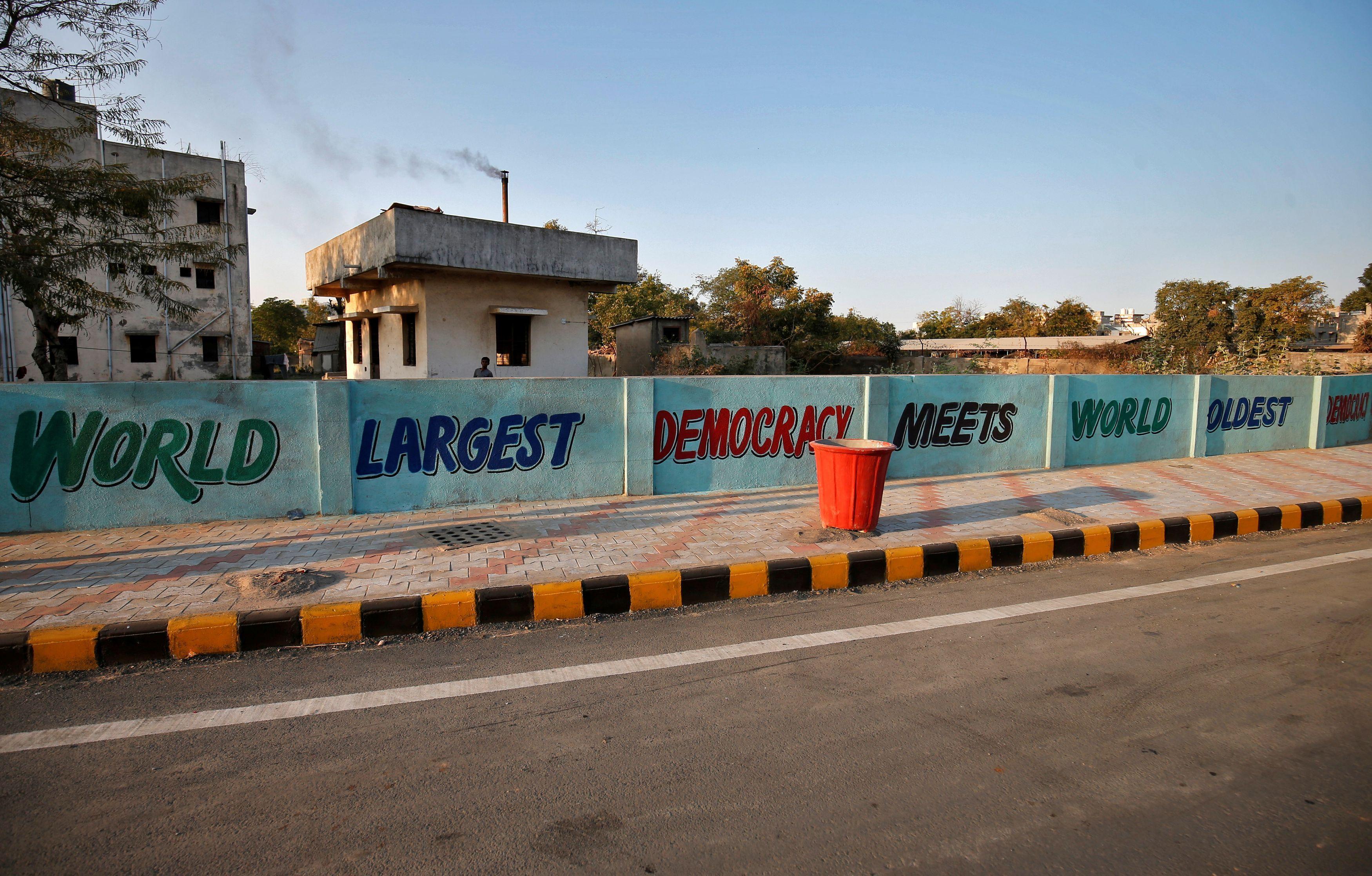3500x2234 Trump India trip: A wall rises as India prepares for US president