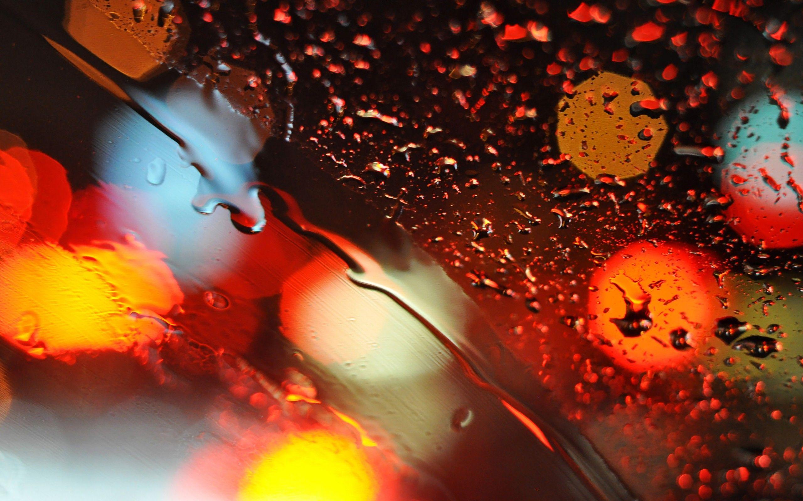2560x1600 Lights glass bokeh water drops wallpaperx1600